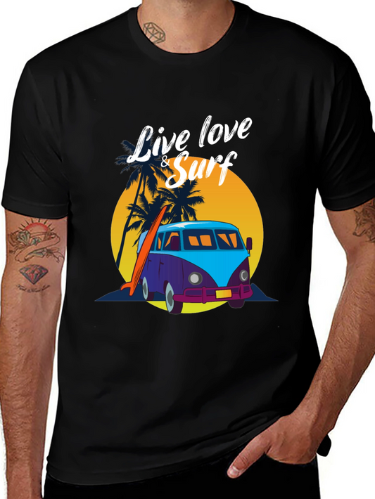 Live Love & Surf Tee - Retro Van Design
