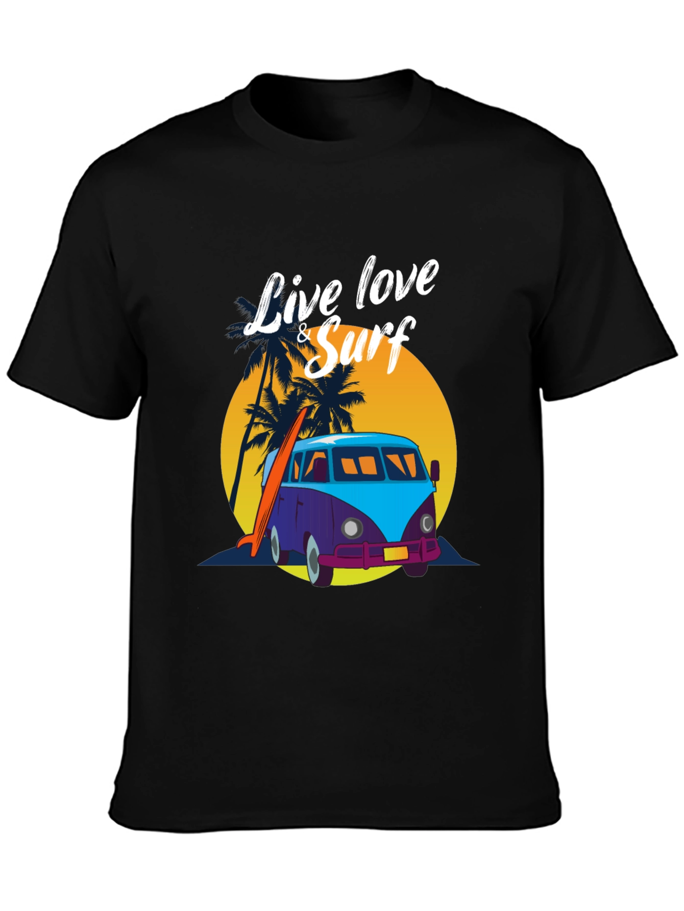 Live Love & Surf Tee - Retro Van Design