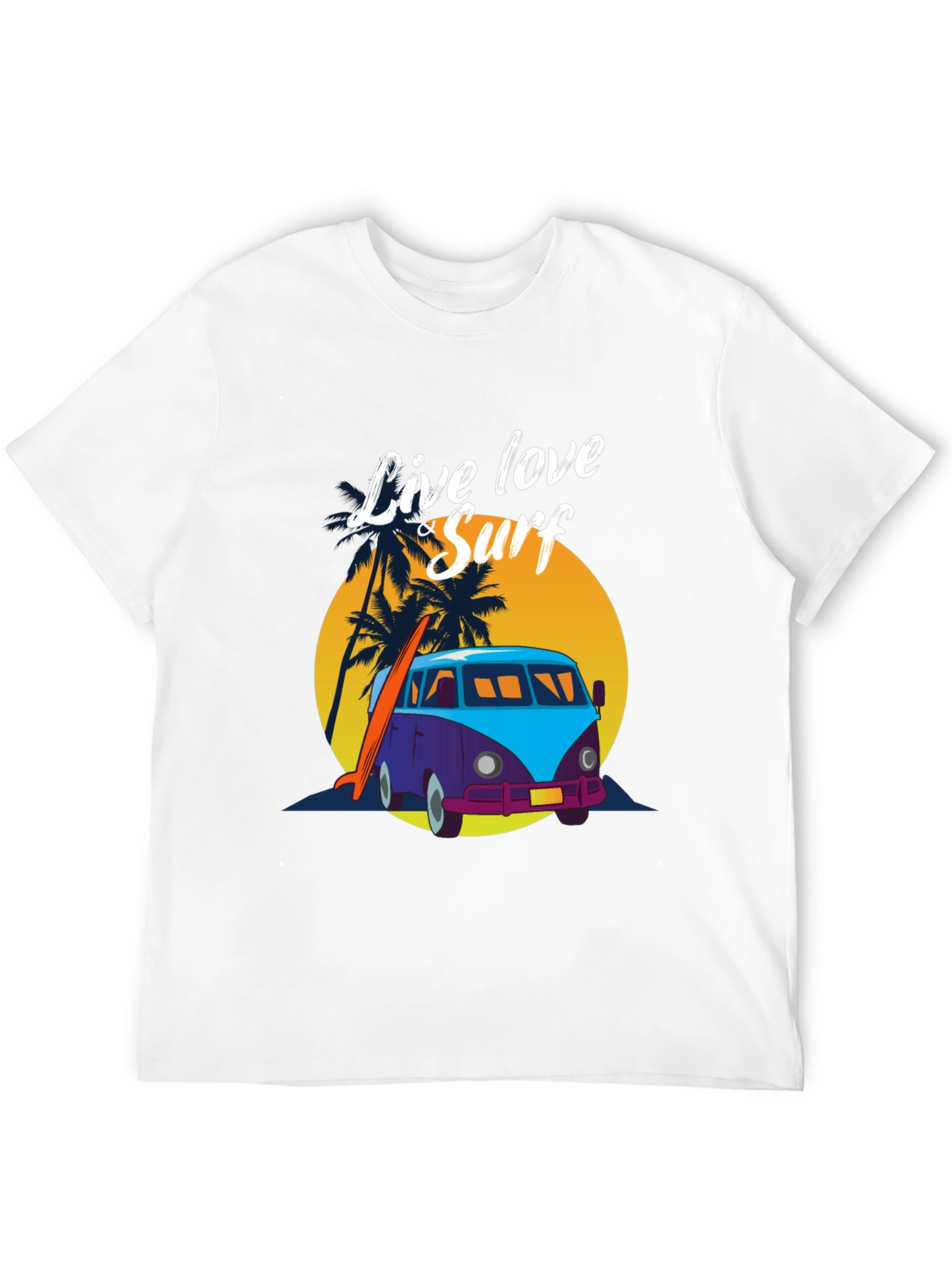 Live Love & Surf Tee - Retro Van Design