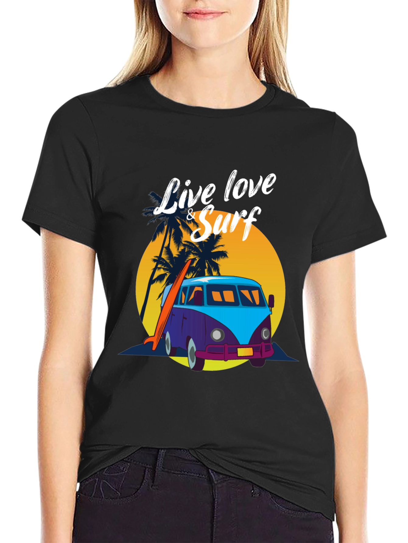 Live Love & Surf Tee - Retro Van Design