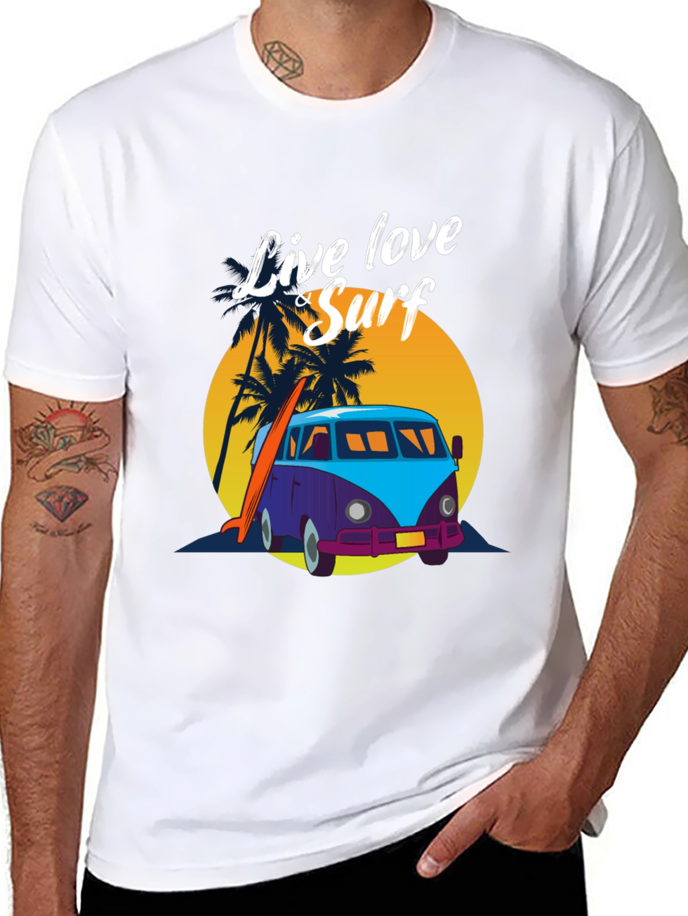 Live Love & Surf Tee - Retro Van Design