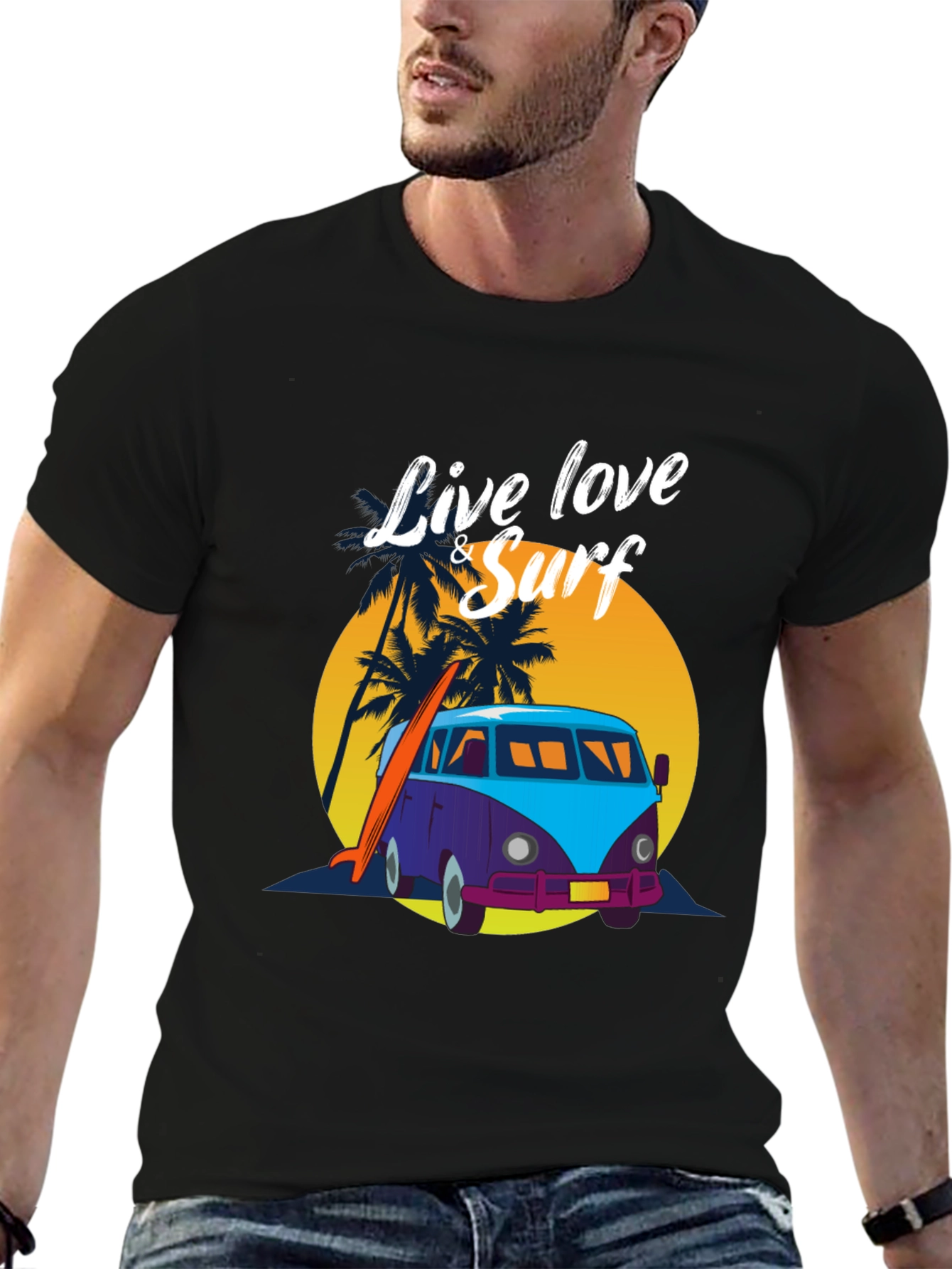 Live Love & Surf Tee - Retro Van Design