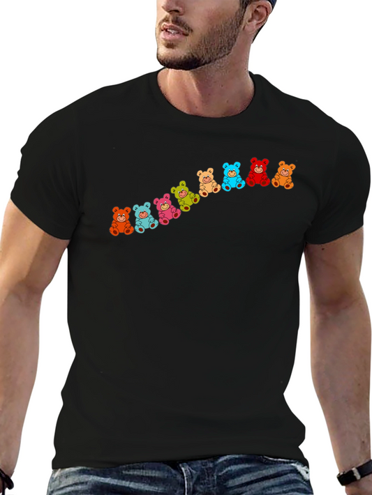 Colorful Gummy Bears Black T-Shirt