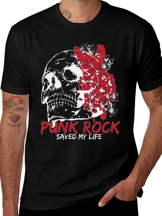 Punk Rock Skull Graphic T-Shirt