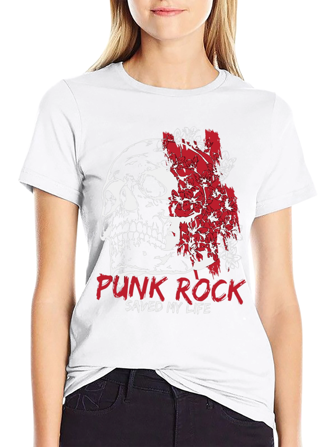 Punk Rock Skull Graphic T-Shirt