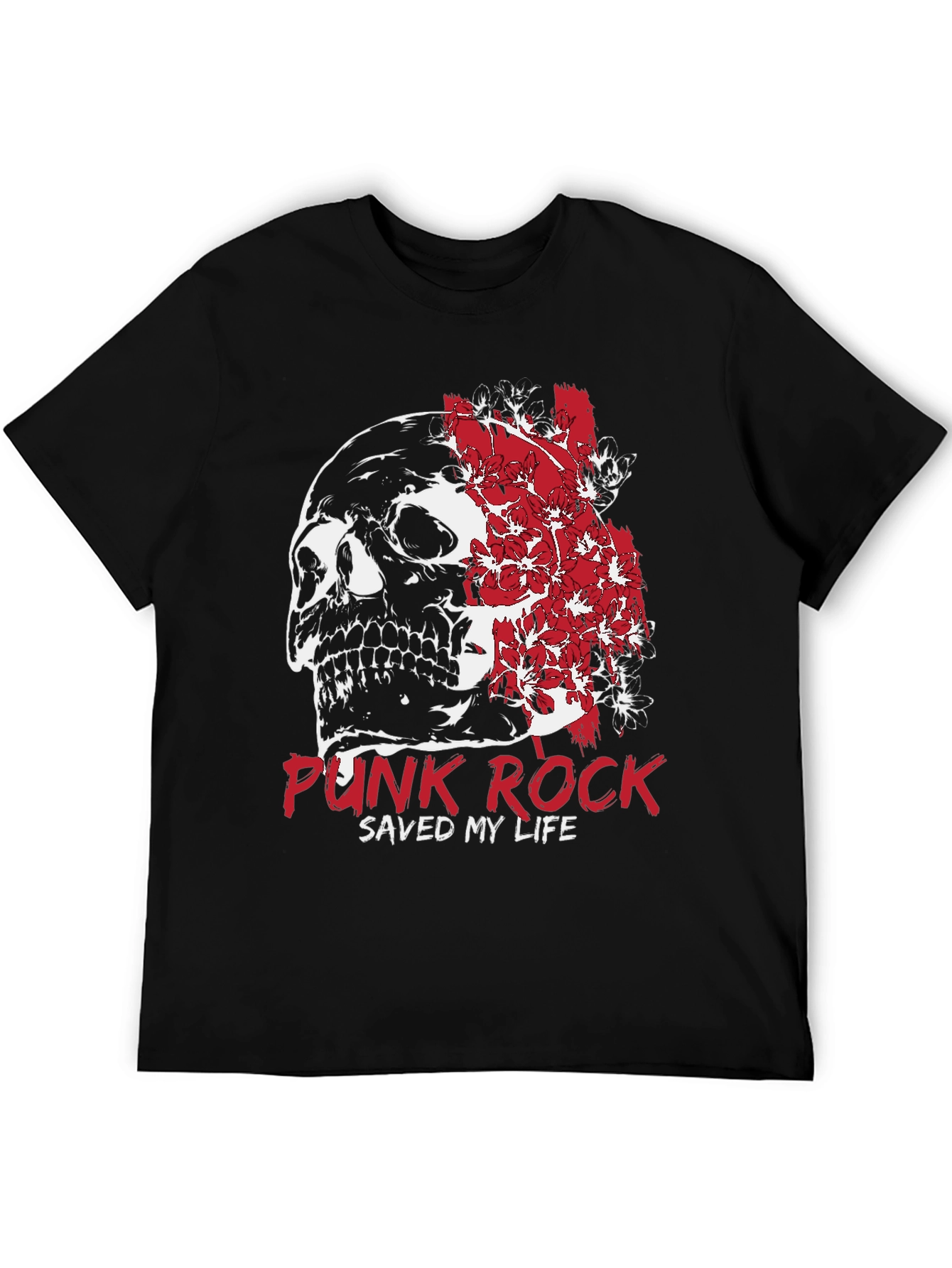 Punk Rock Skull Graphic T-Shirt