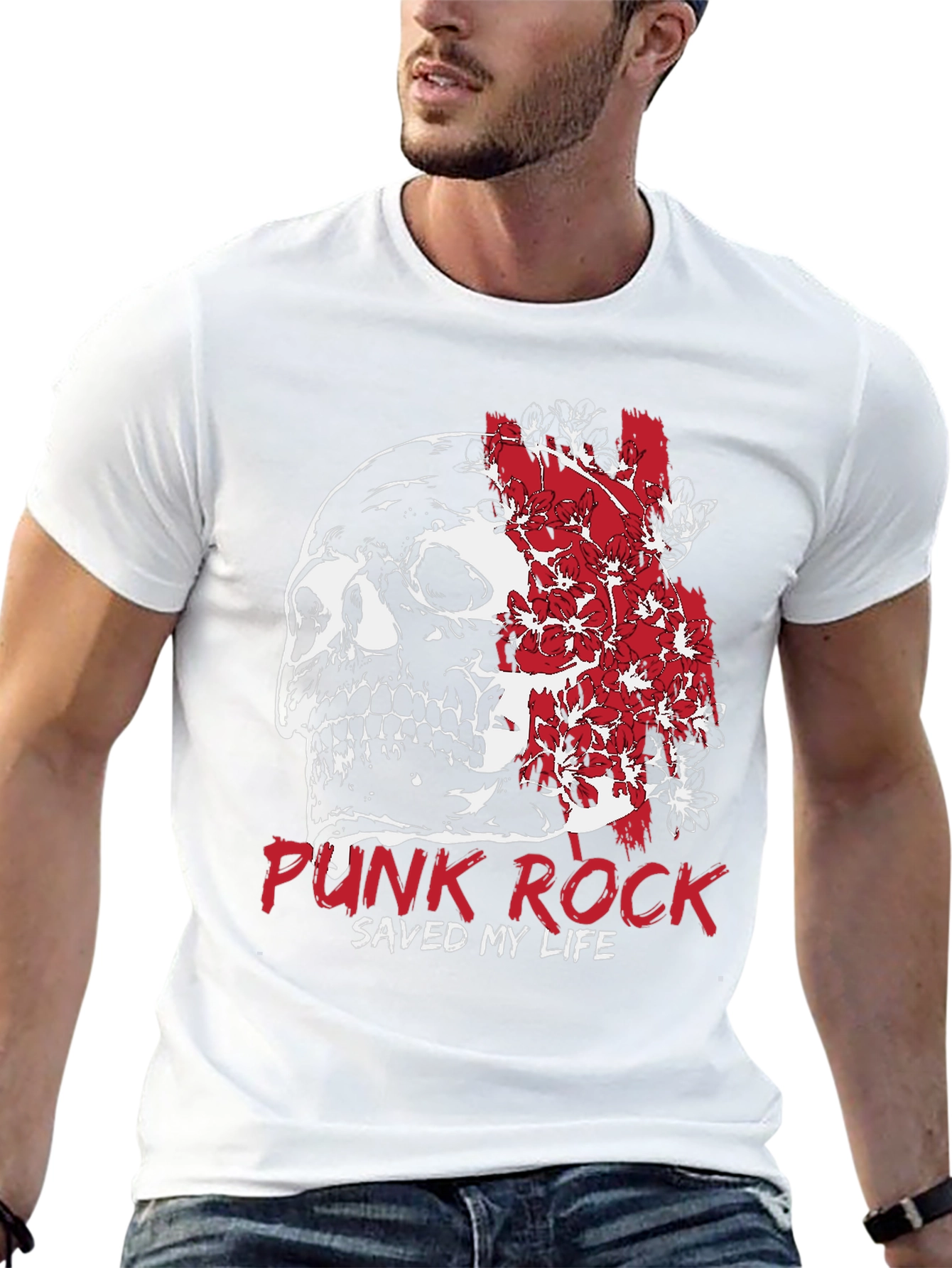 Punk Rock Skull Graphic T-Shirt