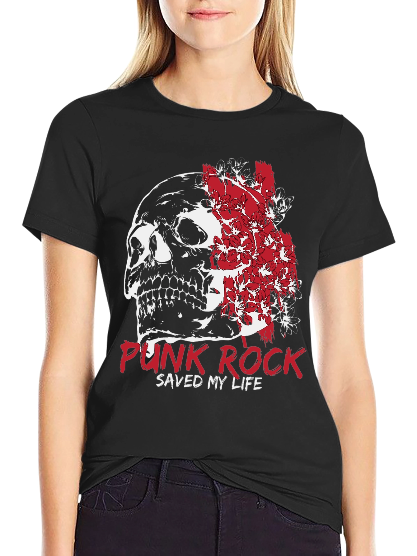 Punk Rock Skull Graphic T-Shirt