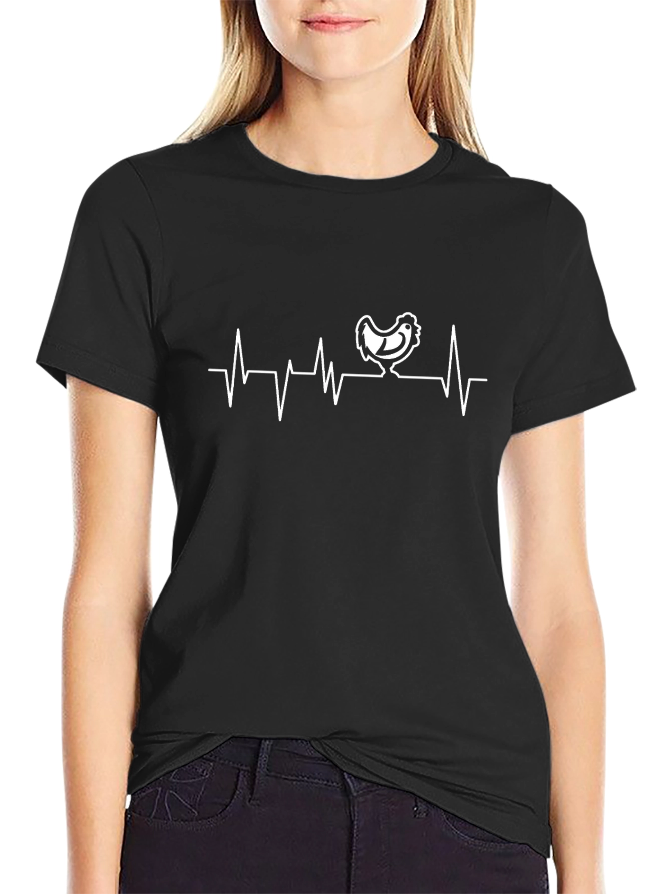 Chicken Heartbeat T-Shirt - Black