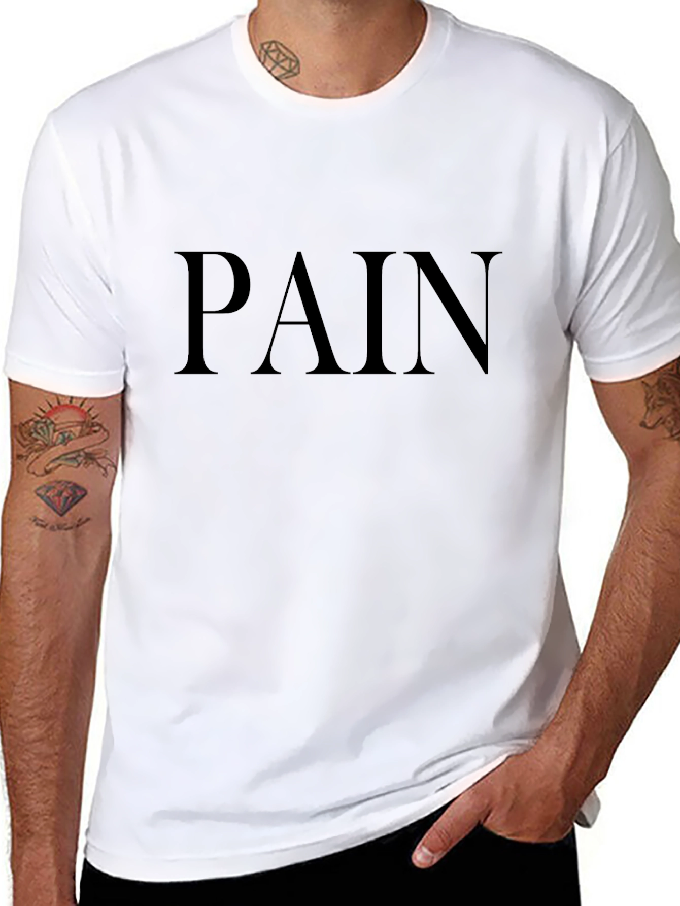 PAIN Text Graphic Black Crew Neck T-Shirt