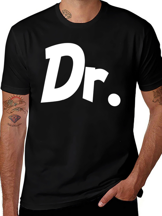 Dr. T-Shirt - Black Cotton Tee with Bold White Text