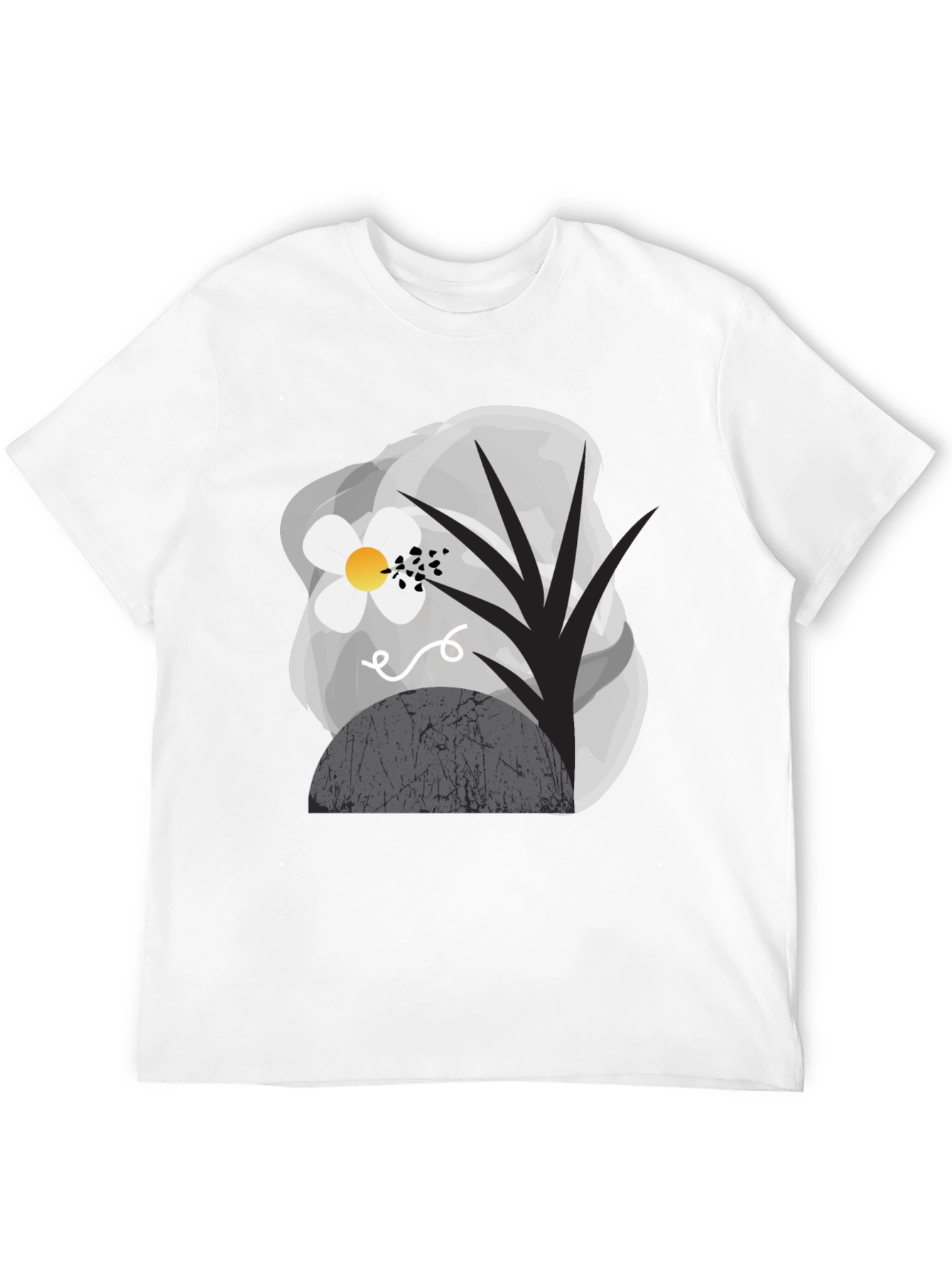Abstract Floral Graphic Tee - Modern Black T-Shirt