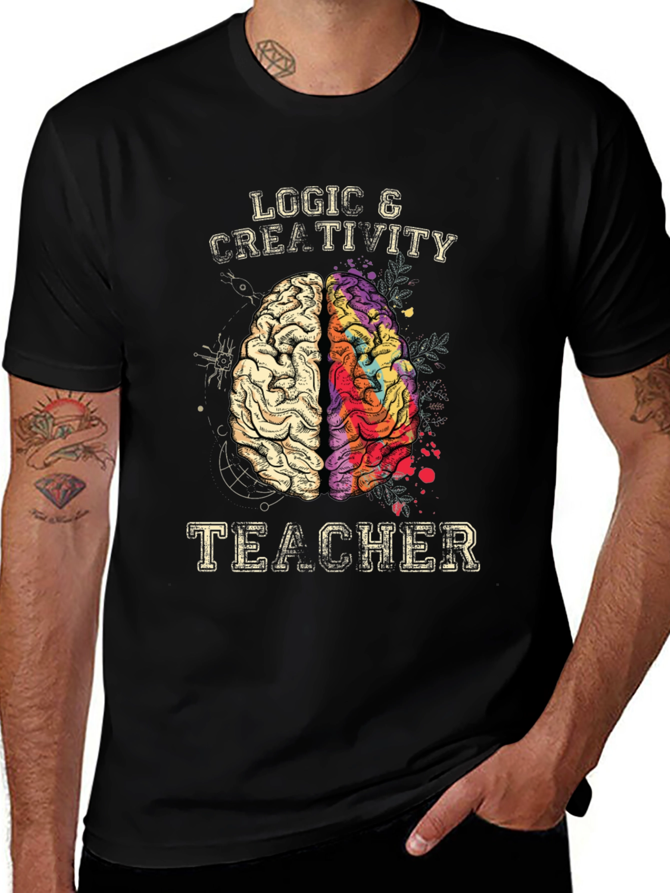 Logic & Creativity Teacher Brain T-Shirt