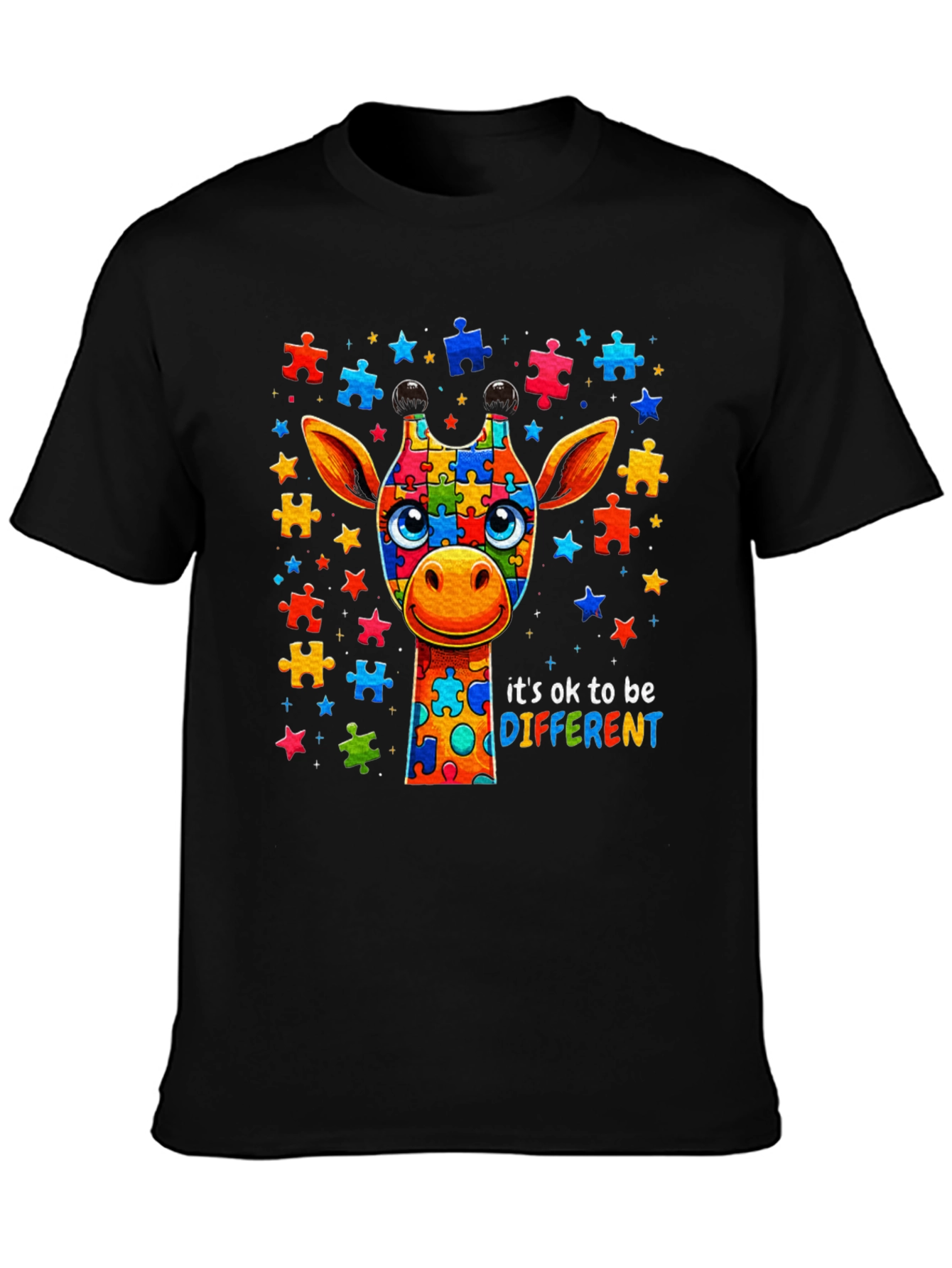 Autism Awareness Giraffe Puzzle Piece T-Shirt