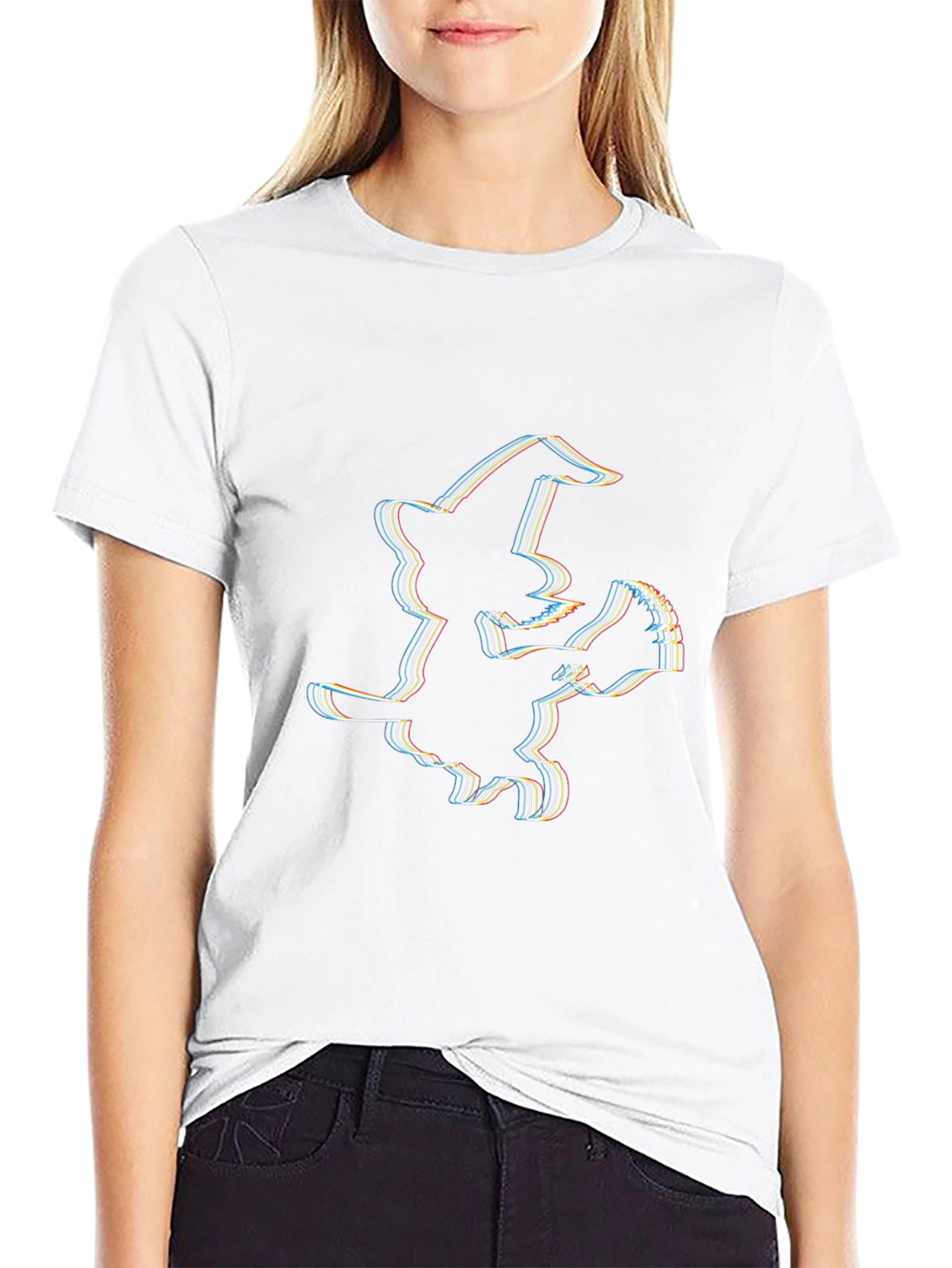 Retro Witch Graphic Tee - Halloween Apparel