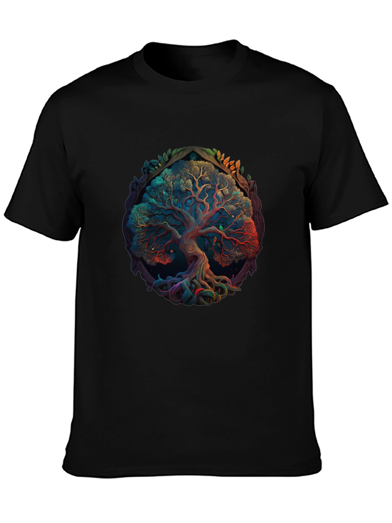 Tree of Life Graphic Print Mens Black T-Shirt