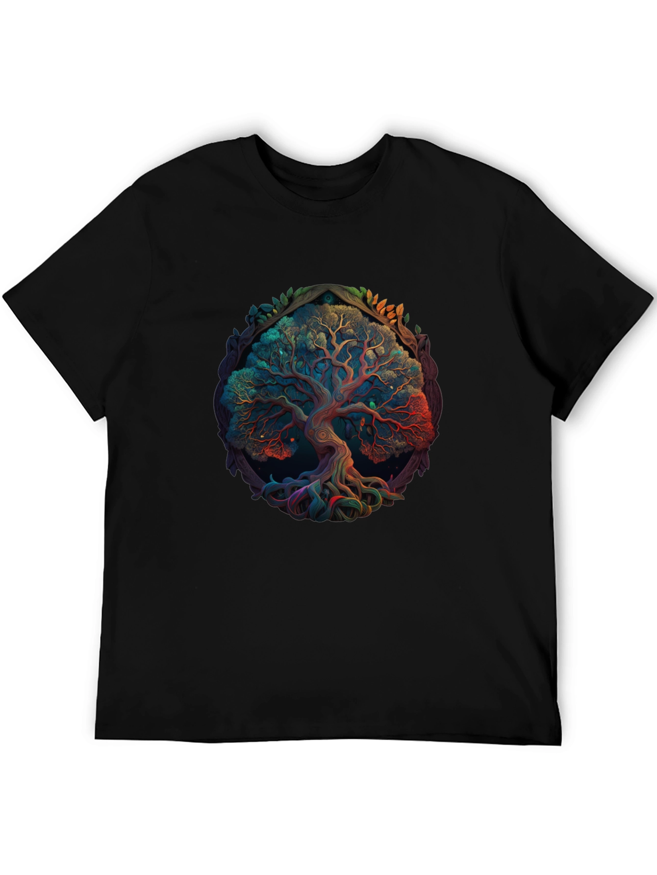 Tree of Life Graphic Print Mens Black T-Shirt