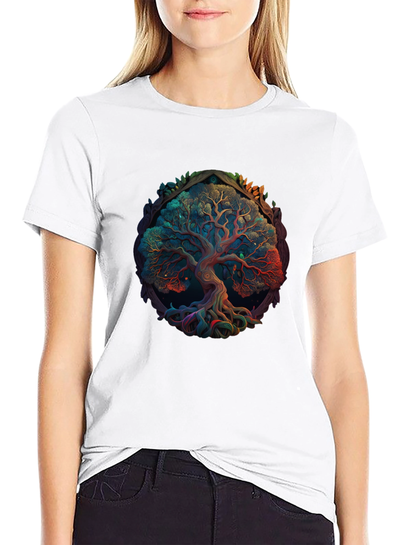 Tree of Life Graphic Print Mens Black T-Shirt
