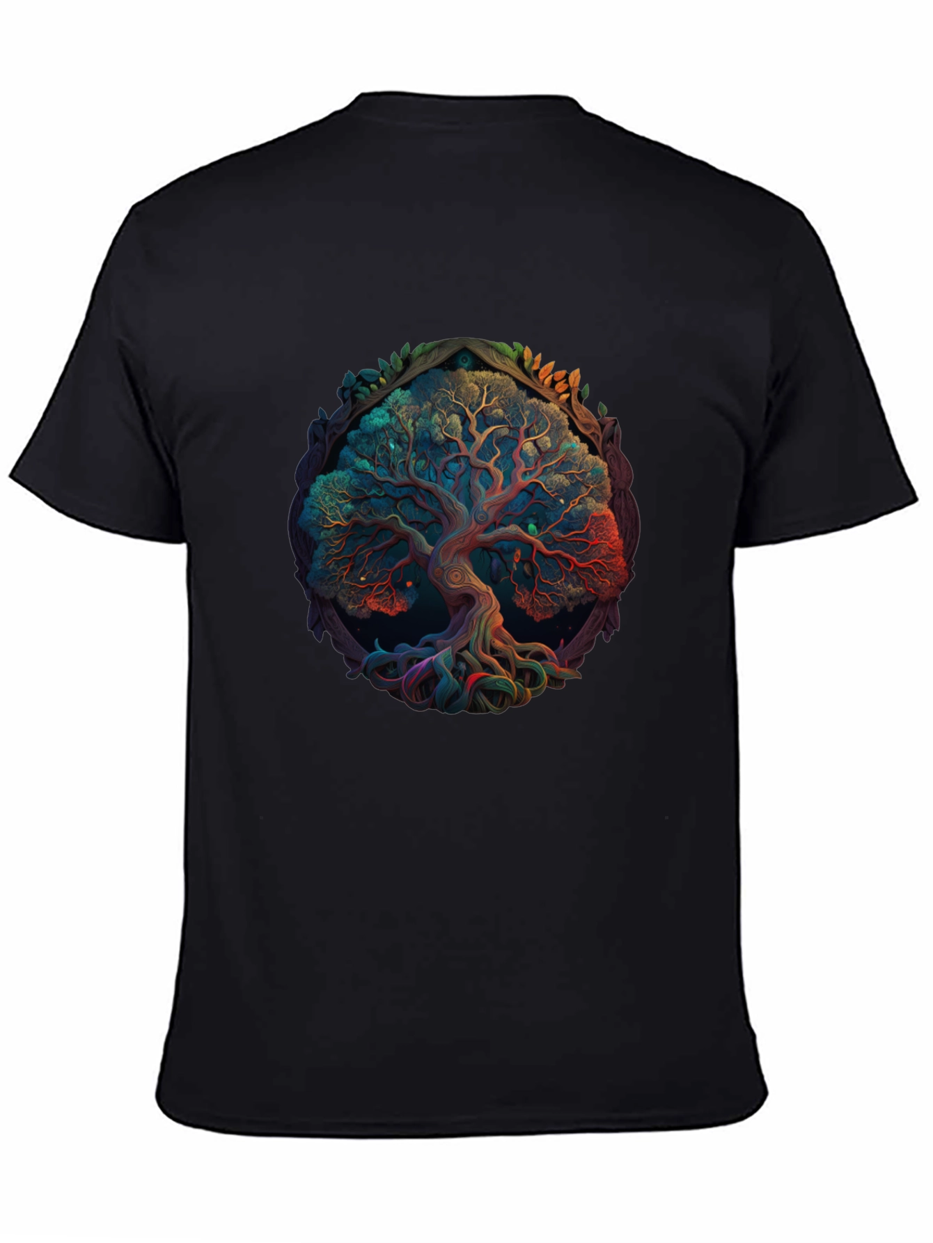 Tree of Life Graphic Print Mens Black T-Shirt