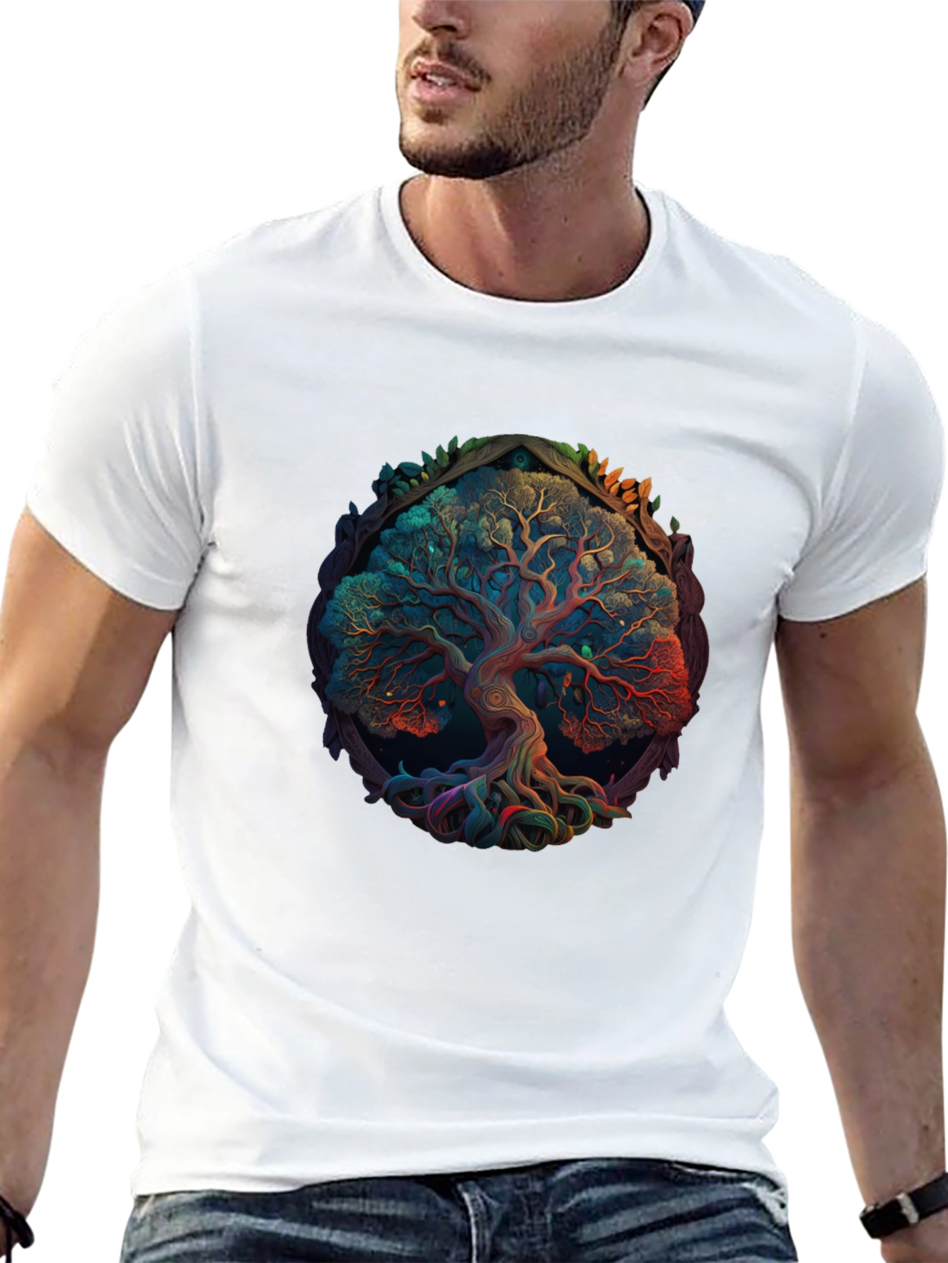 Tree of Life Graphic Print Mens Black T-Shirt