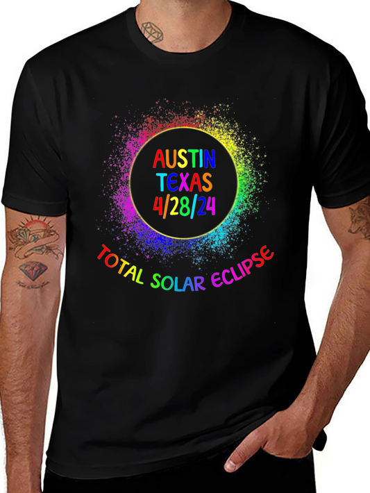 Austin Texas 4/28/24 Total Solar Eclipse Rainbow T-Shirt