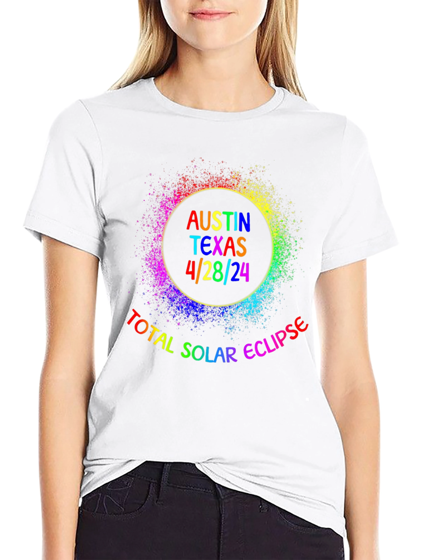 Austin Texas 4/28/24 Total Solar Eclipse Rainbow T-Shirt