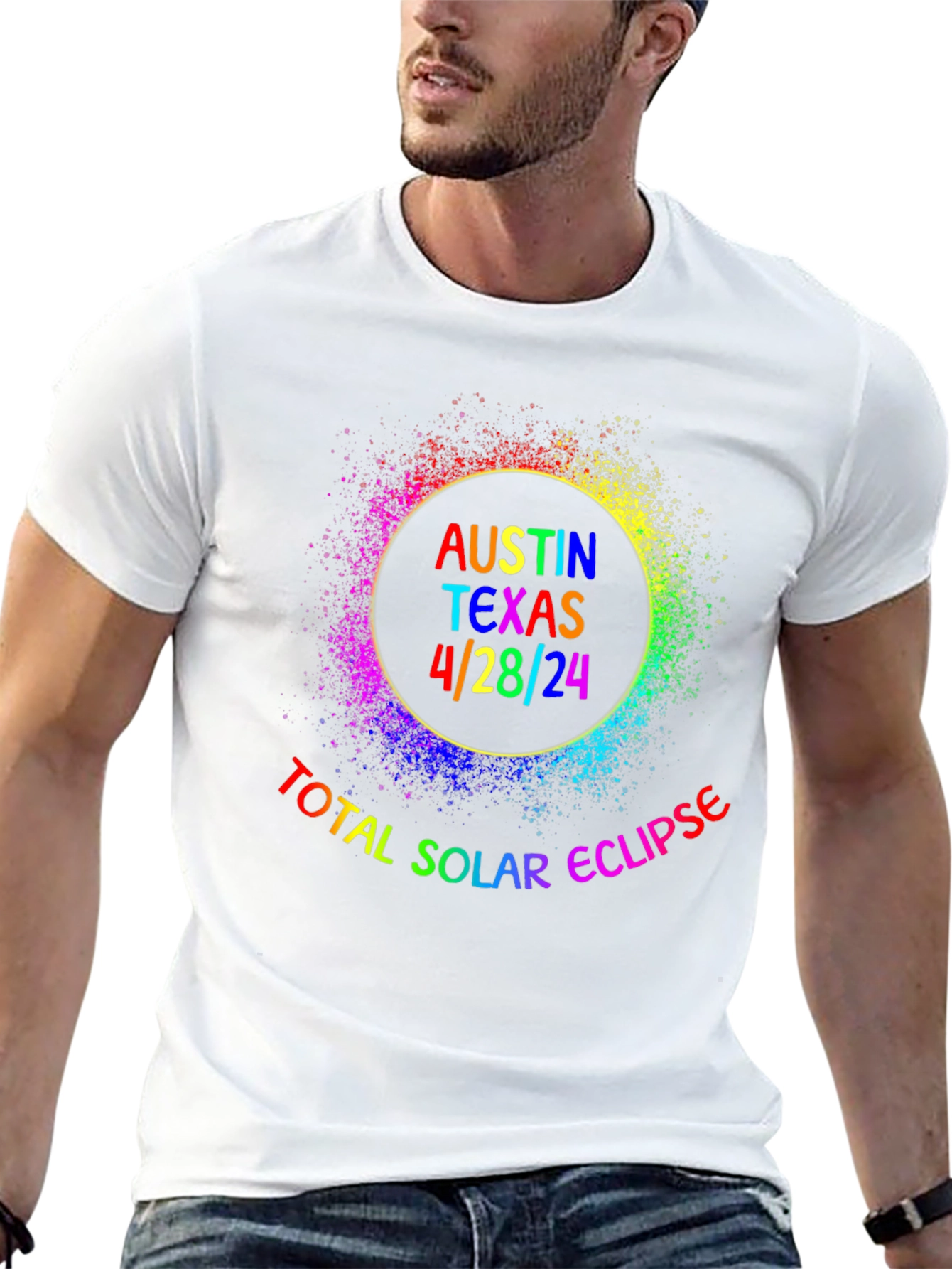 Austin Texas 4/28/24 Total Solar Eclipse Rainbow T-Shirt