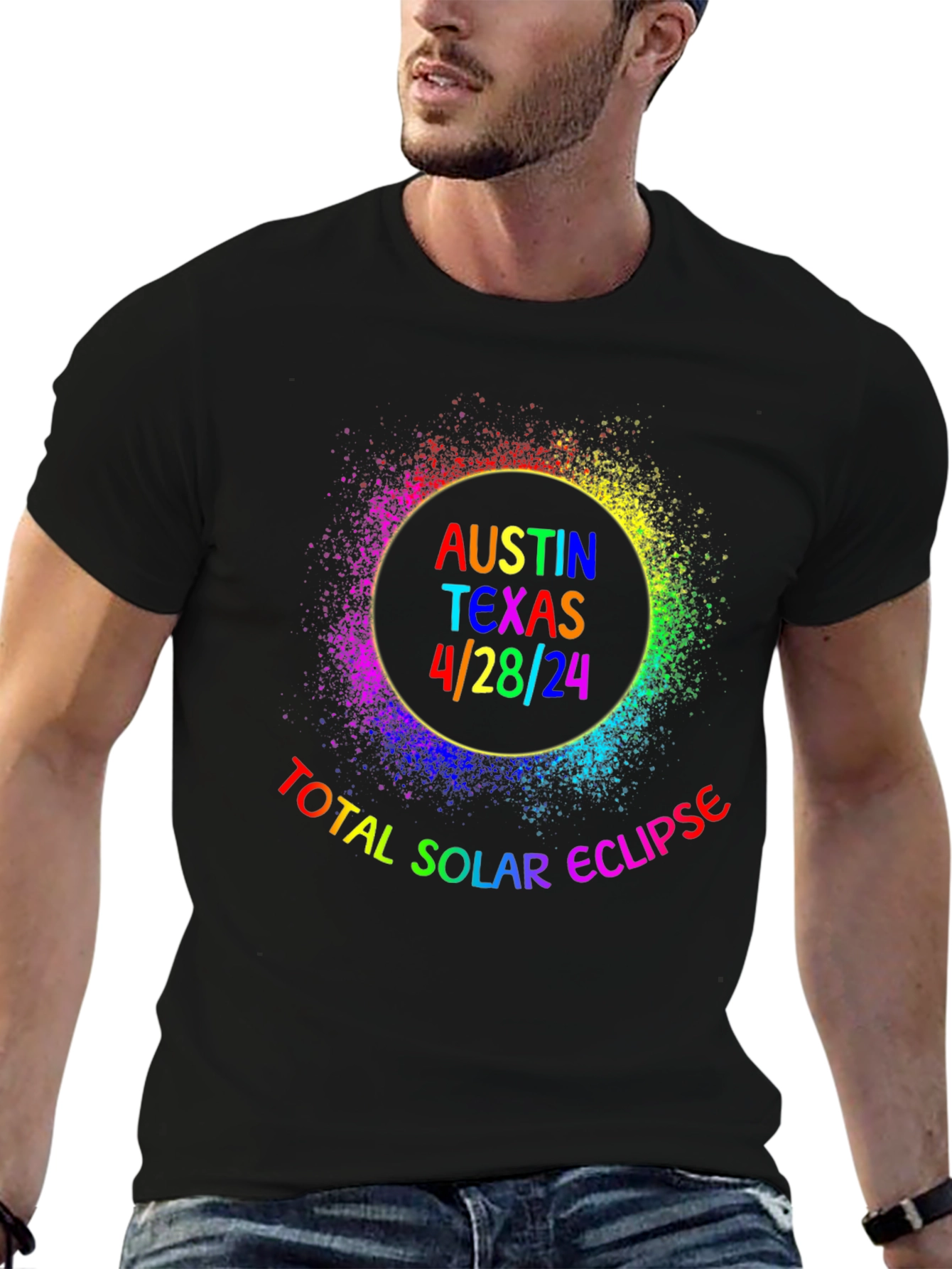 Austin Texas 4/28/24 Total Solar Eclipse Rainbow T-Shirt