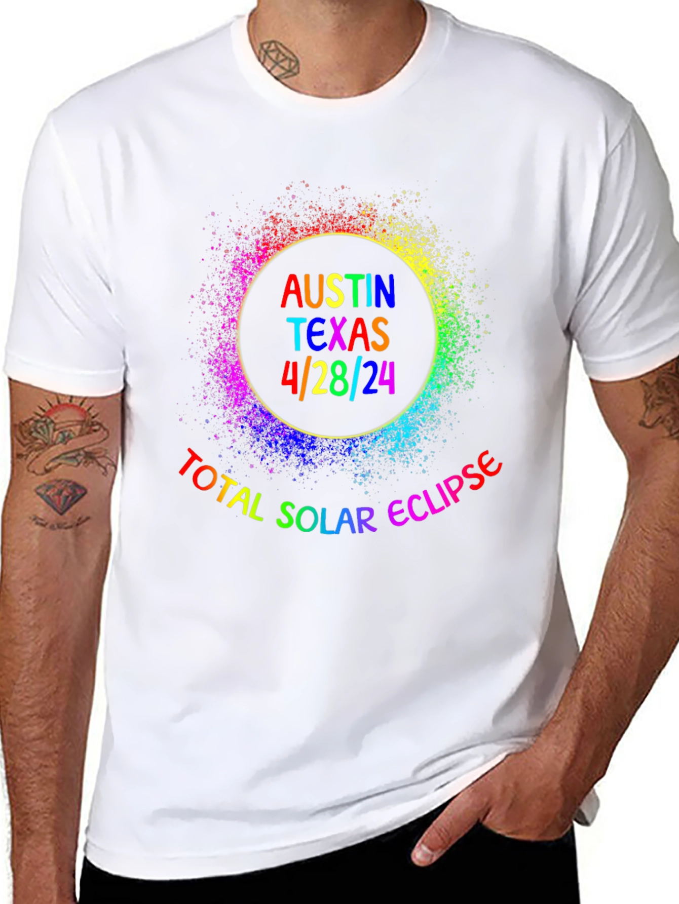 Austin Texas 4/28/24 Total Solar Eclipse Rainbow T-Shirt