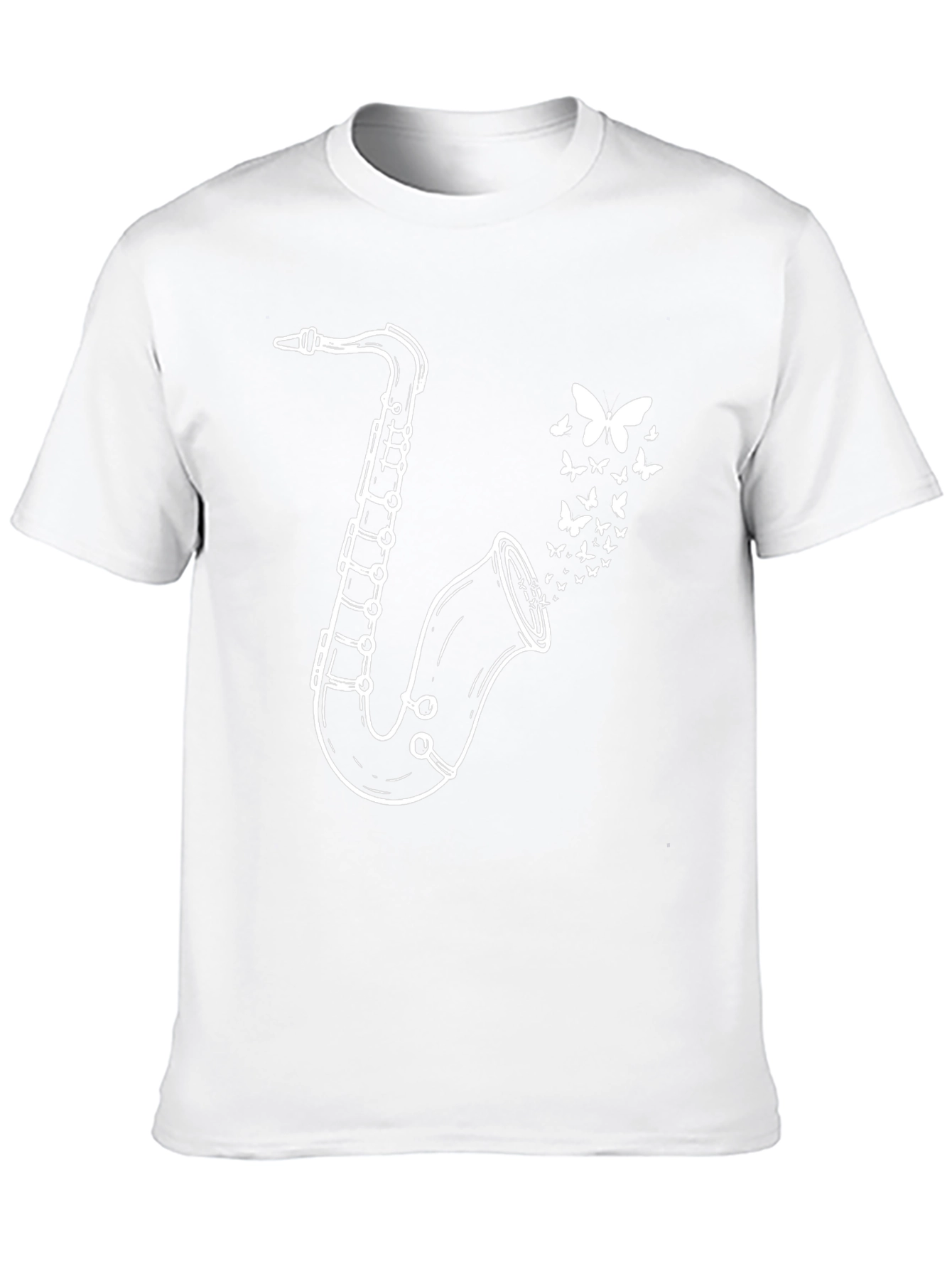 Saxophone Butterfly Graphic Tee - Black Casual T-Shirt