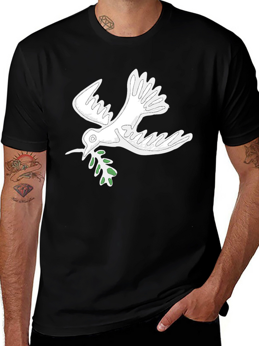 Peace Dove Graphic Tee - Black Cotton Blend Comfort Fit