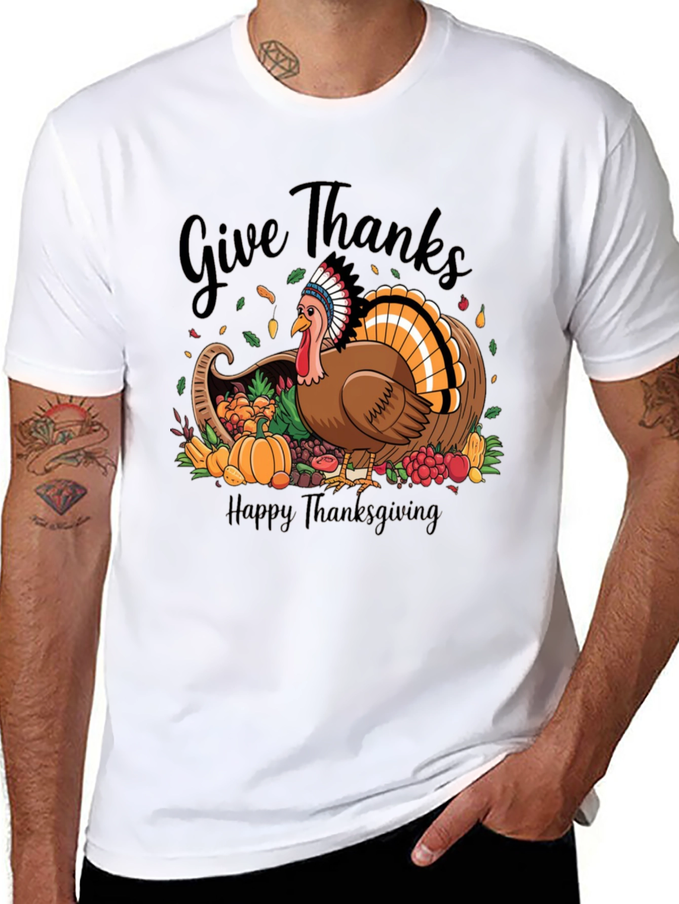 Give Thanks Thanksgiving Turkey T-Shirt