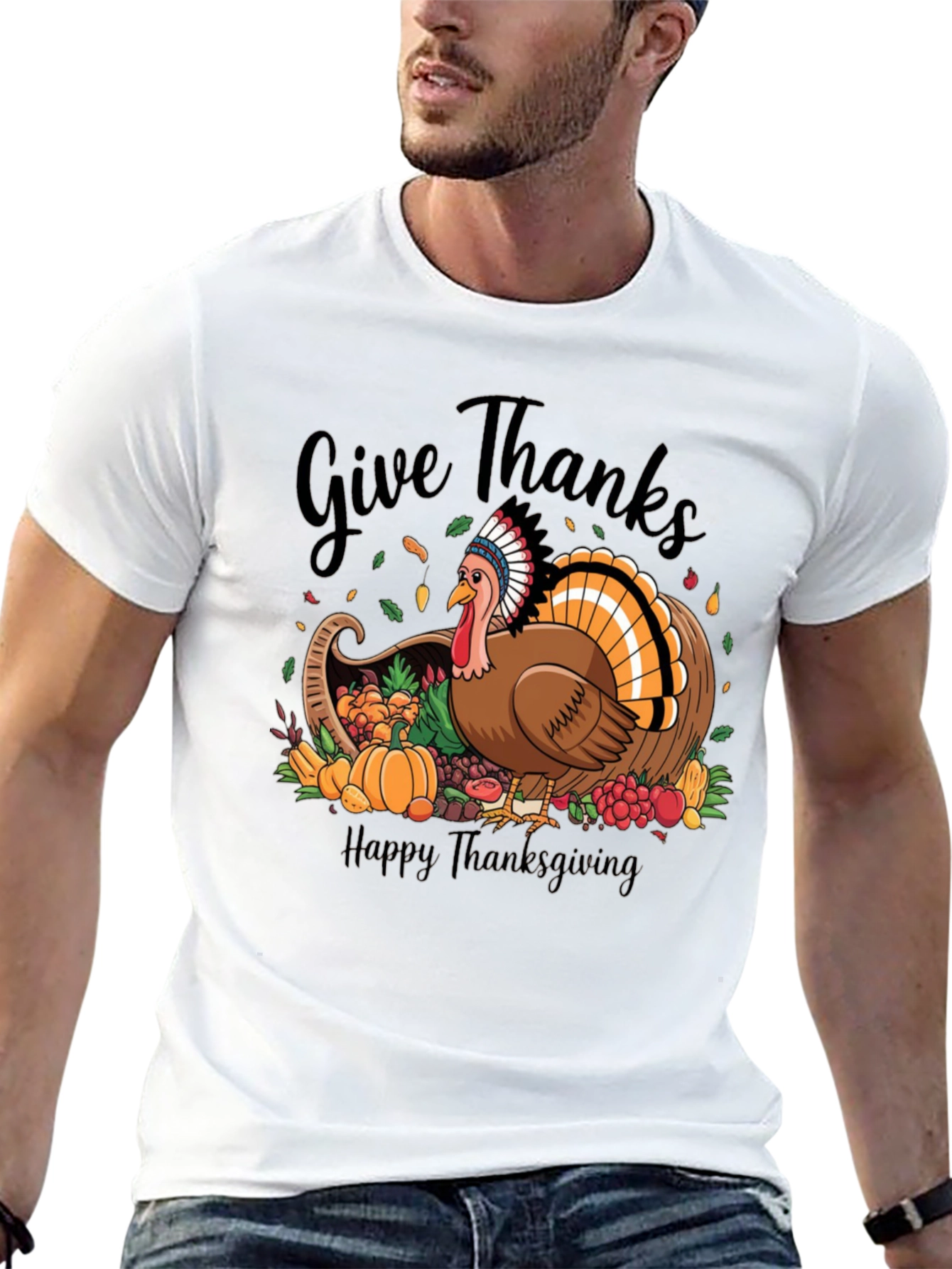 Give Thanks Thanksgiving Turkey T-Shirt