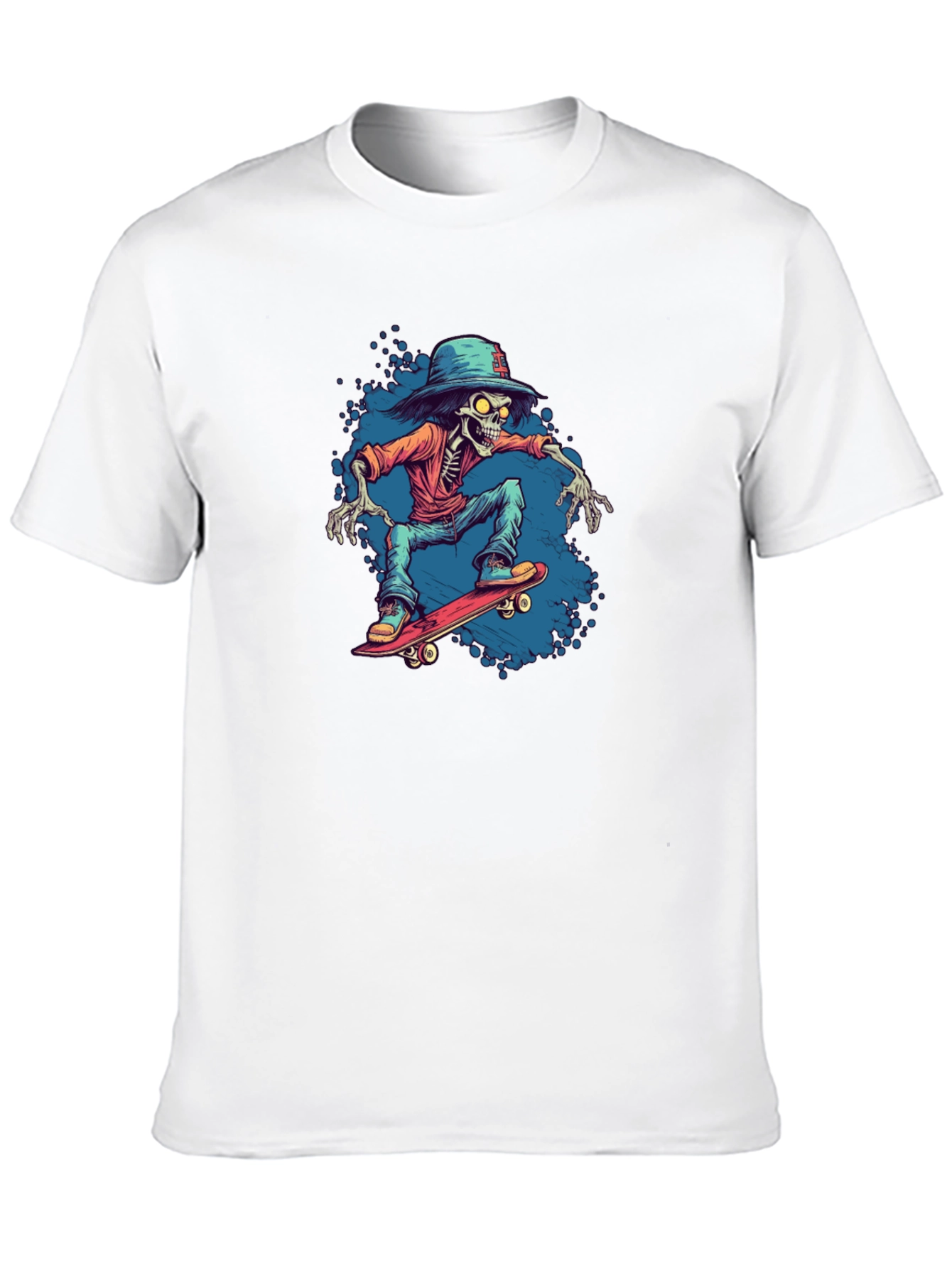 Skeleton Skateboarder Graphic Tee - Cool Streetwear