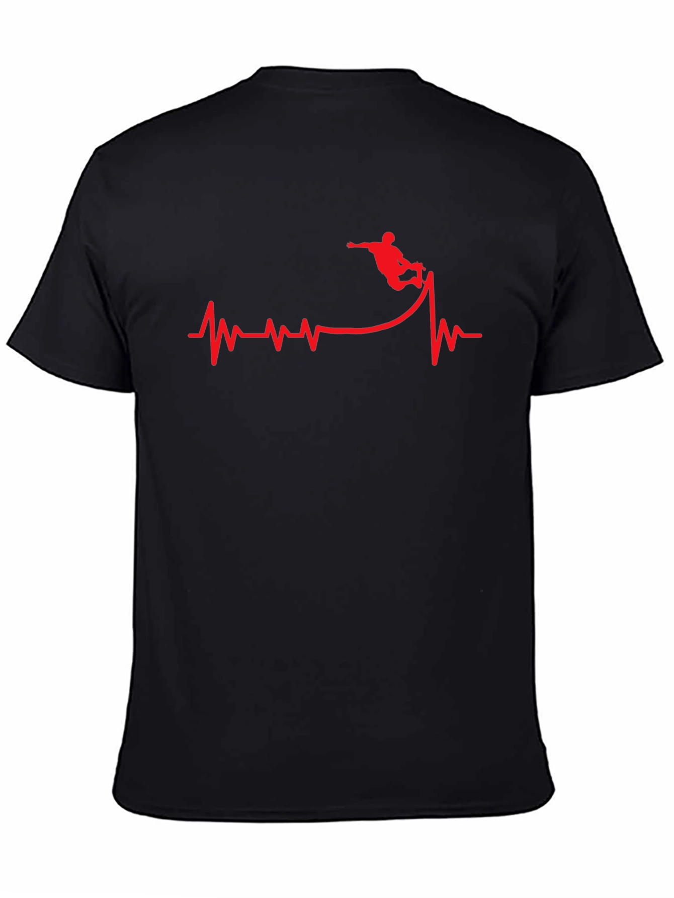 Skateboard Heartbeat Graphic Tee - Black