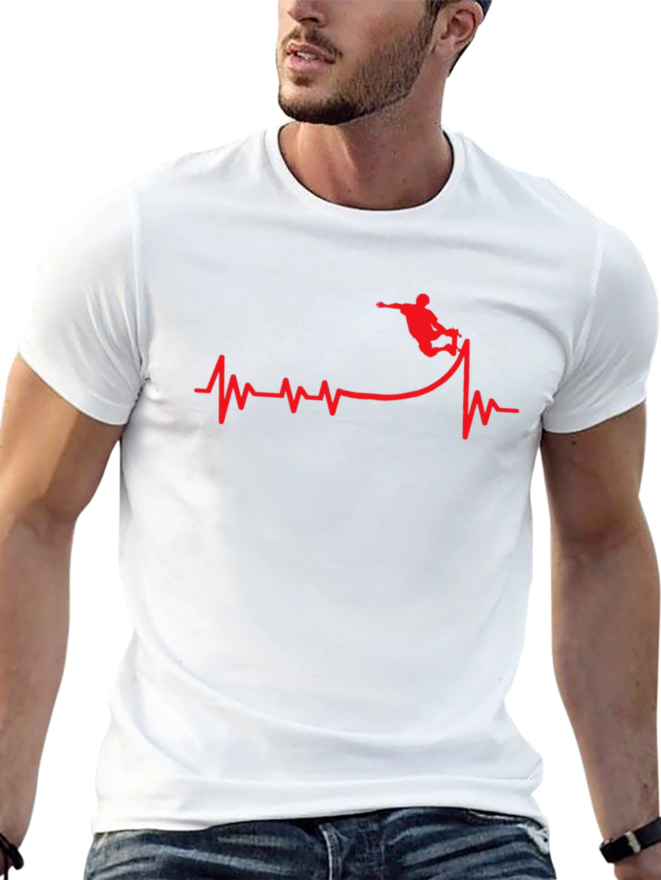 Skateboard Heartbeat Graphic Tee - Black