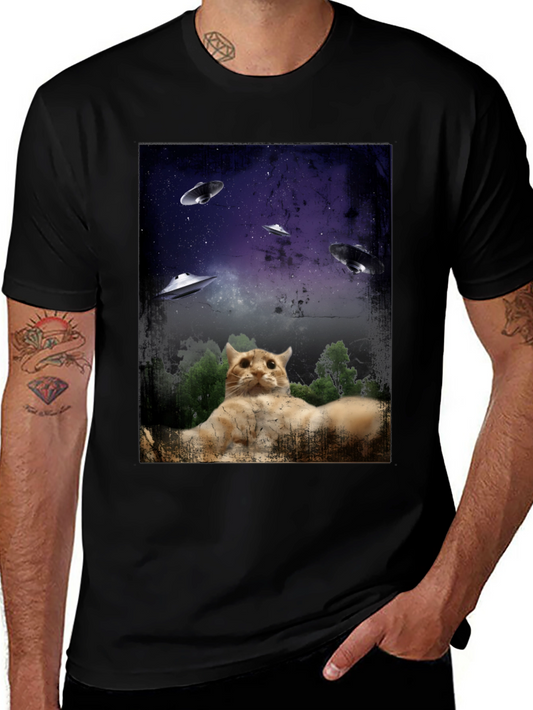 Cosmic Cat UFO Abduction T-Shirt