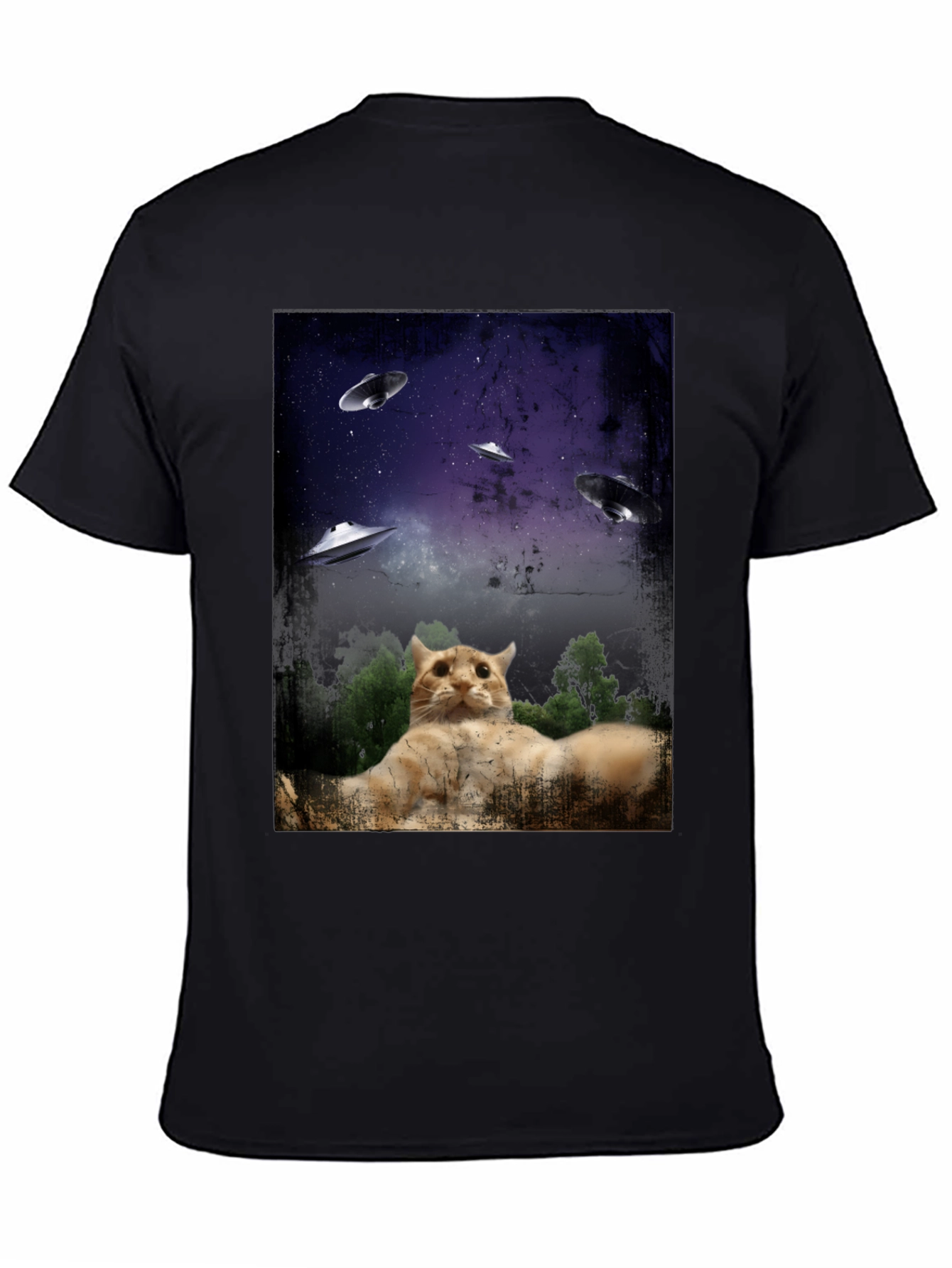 Cosmic Cat UFO Abduction T-Shirt