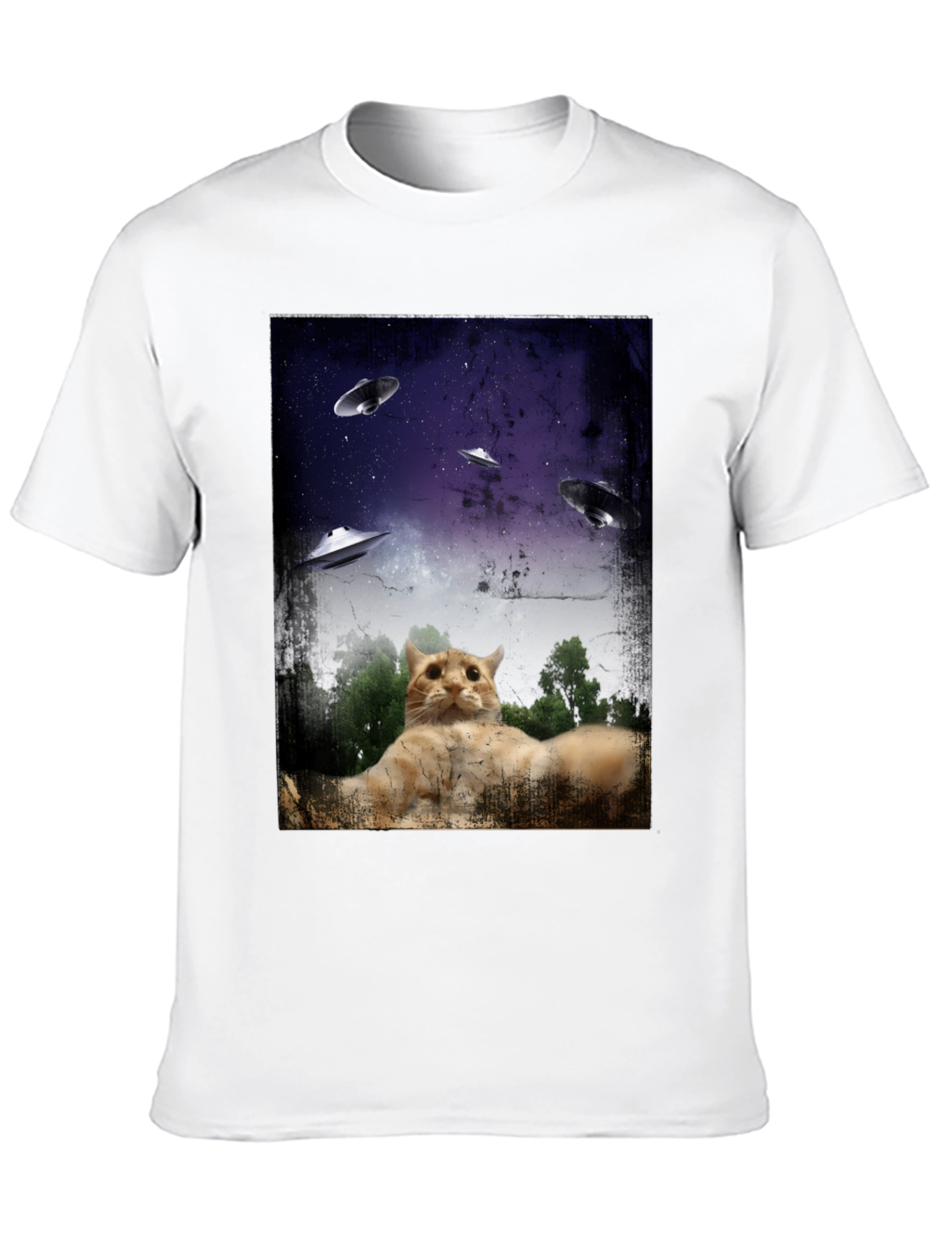 Cosmic Cat UFO Abduction T-Shirt