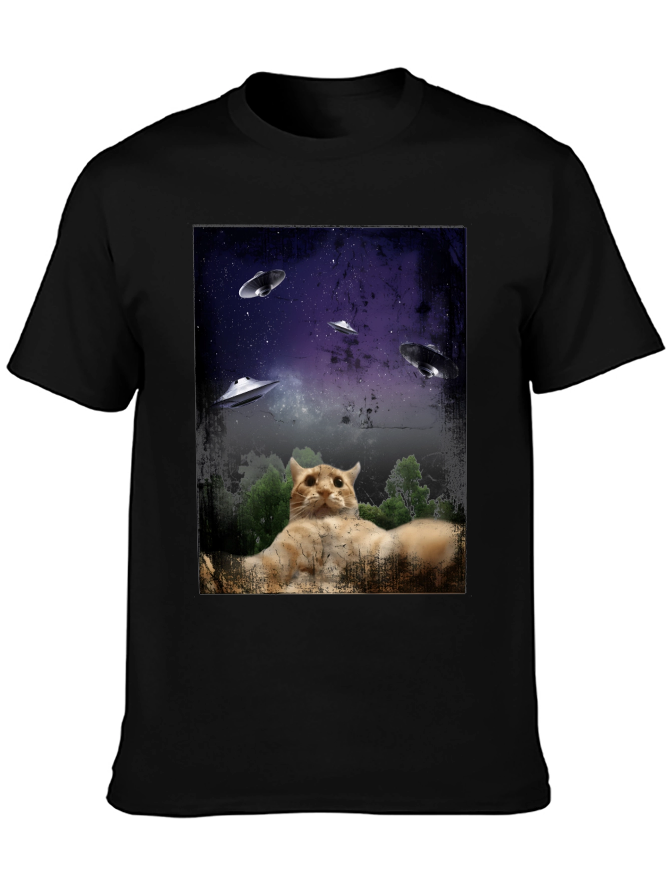 Cosmic Cat UFO Abduction T-Shirt