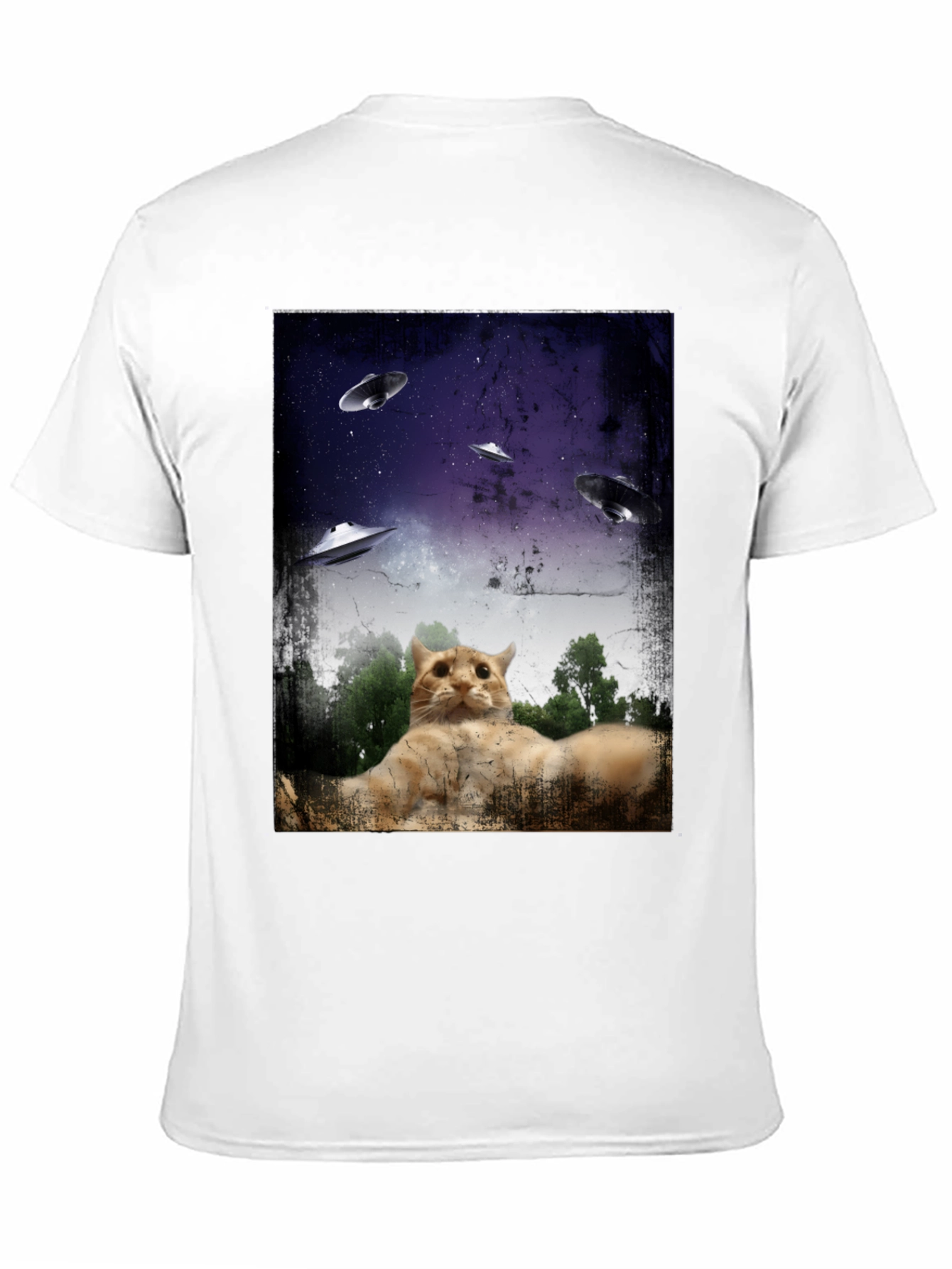 Cosmic Cat UFO Abduction T-Shirt