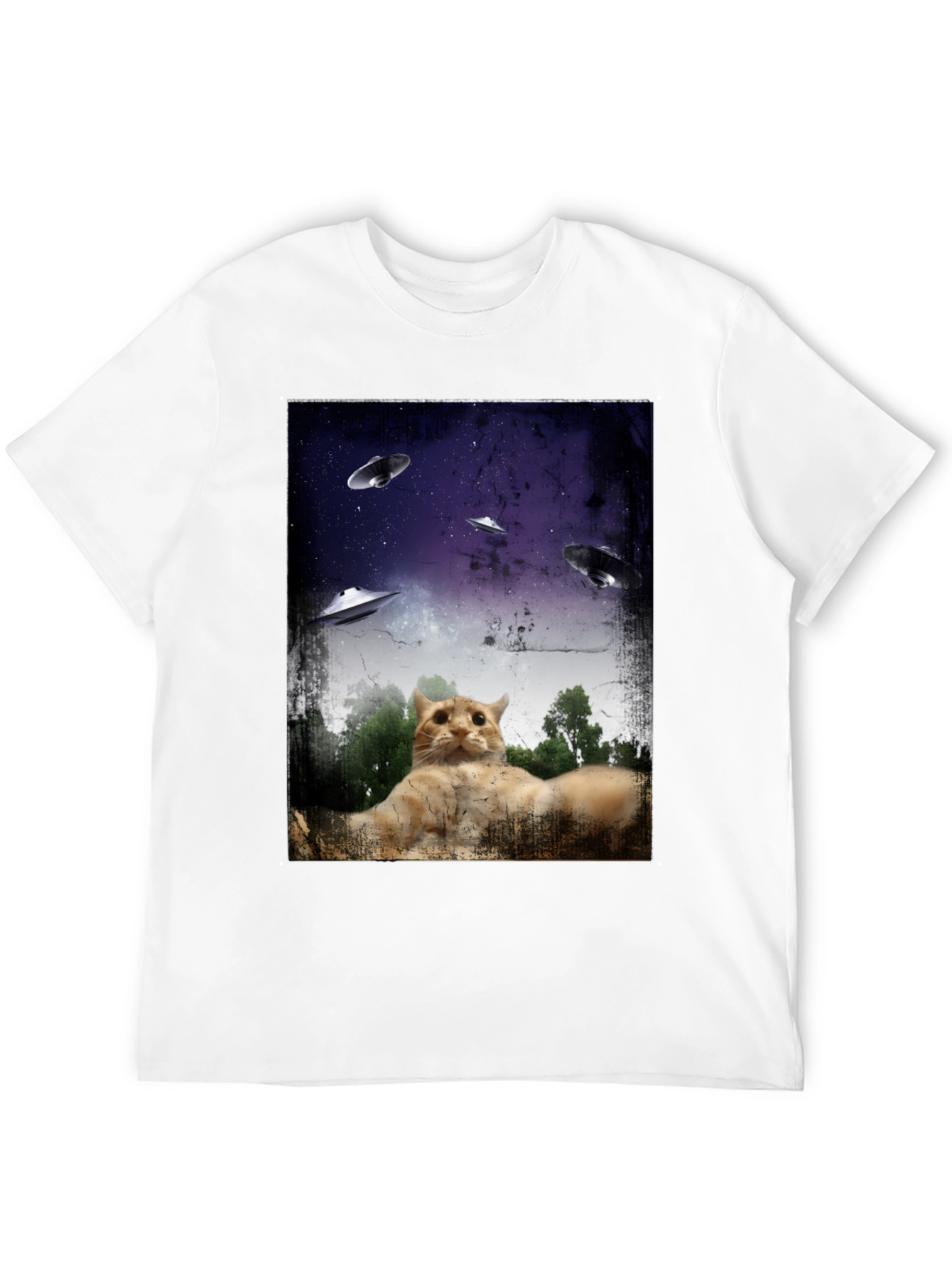 Cosmic Cat UFO Abduction T-Shirt