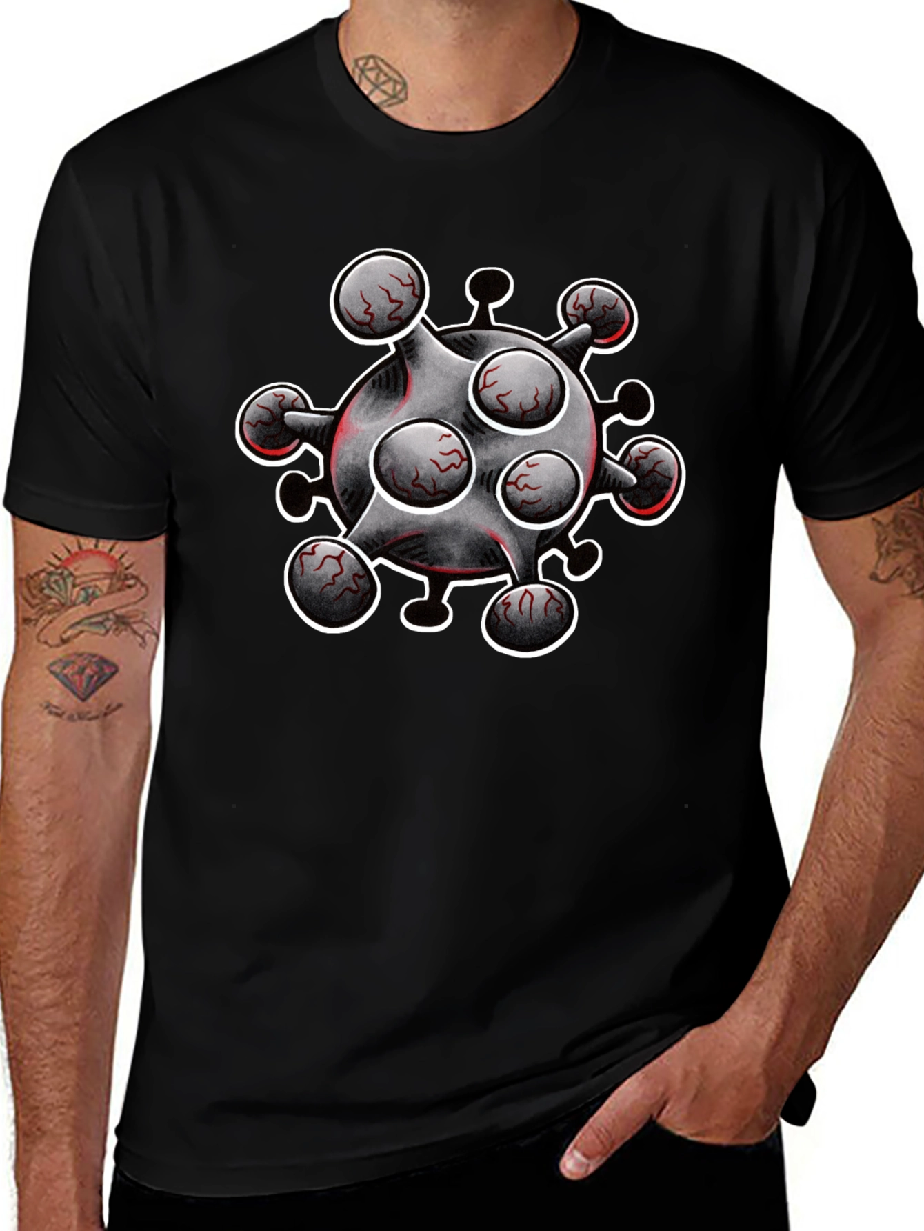 Novelty Virus Graphic T-Shirt - Bold Statement Tee