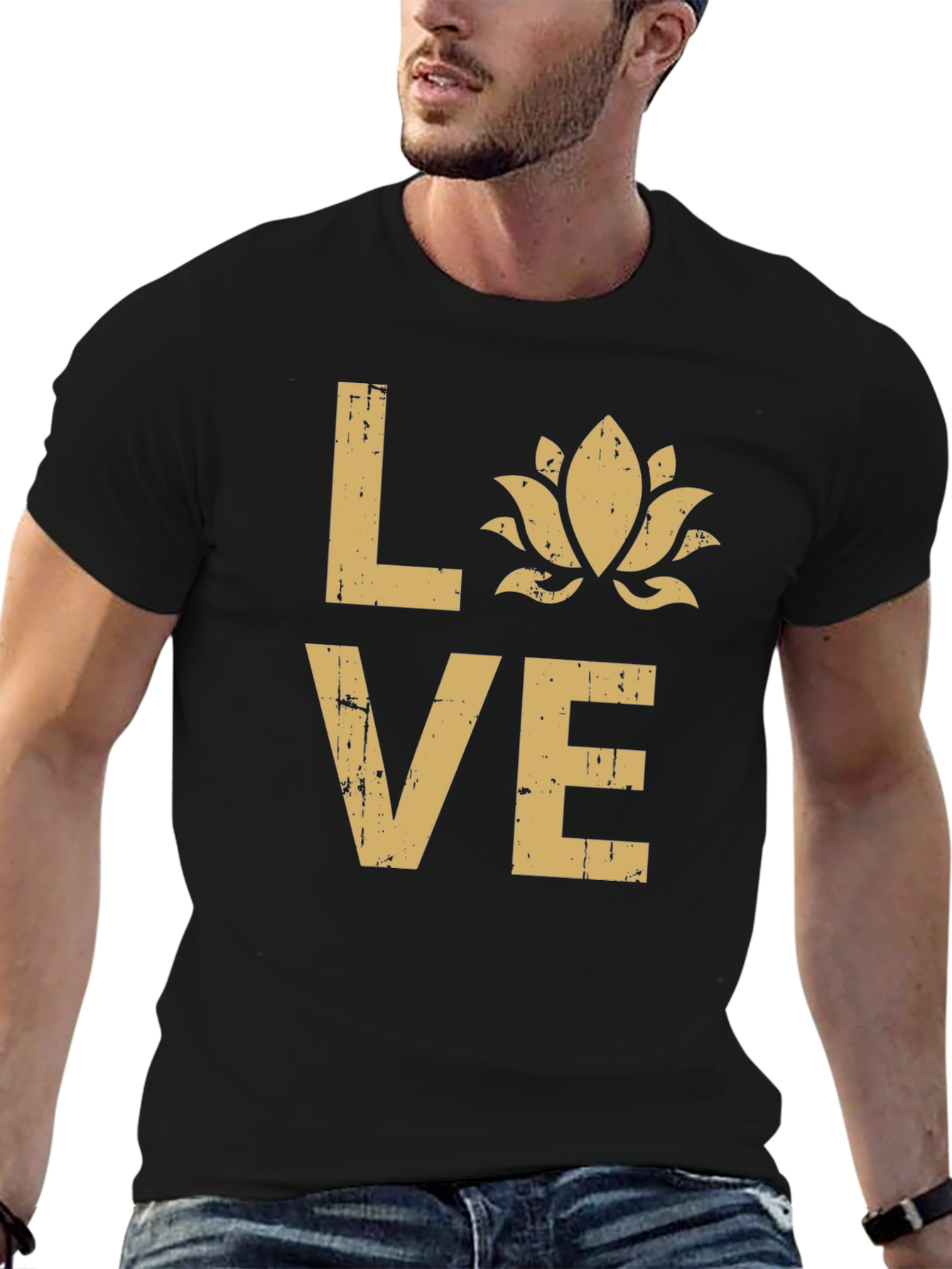 Love Lotus Flower Graphic T-Shirt - Black