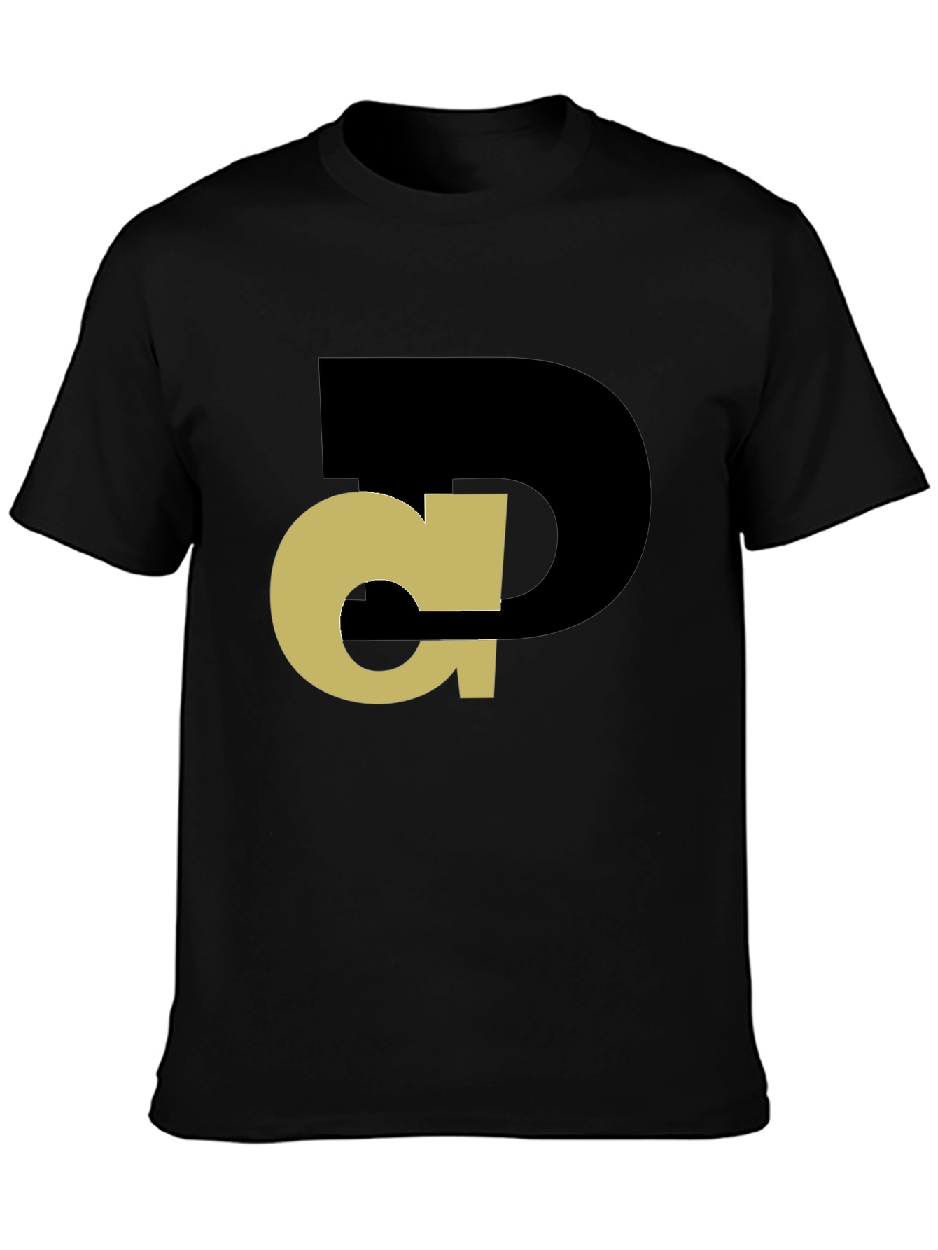Abstract Initial T-Shirt - Black Tee with Gold Design