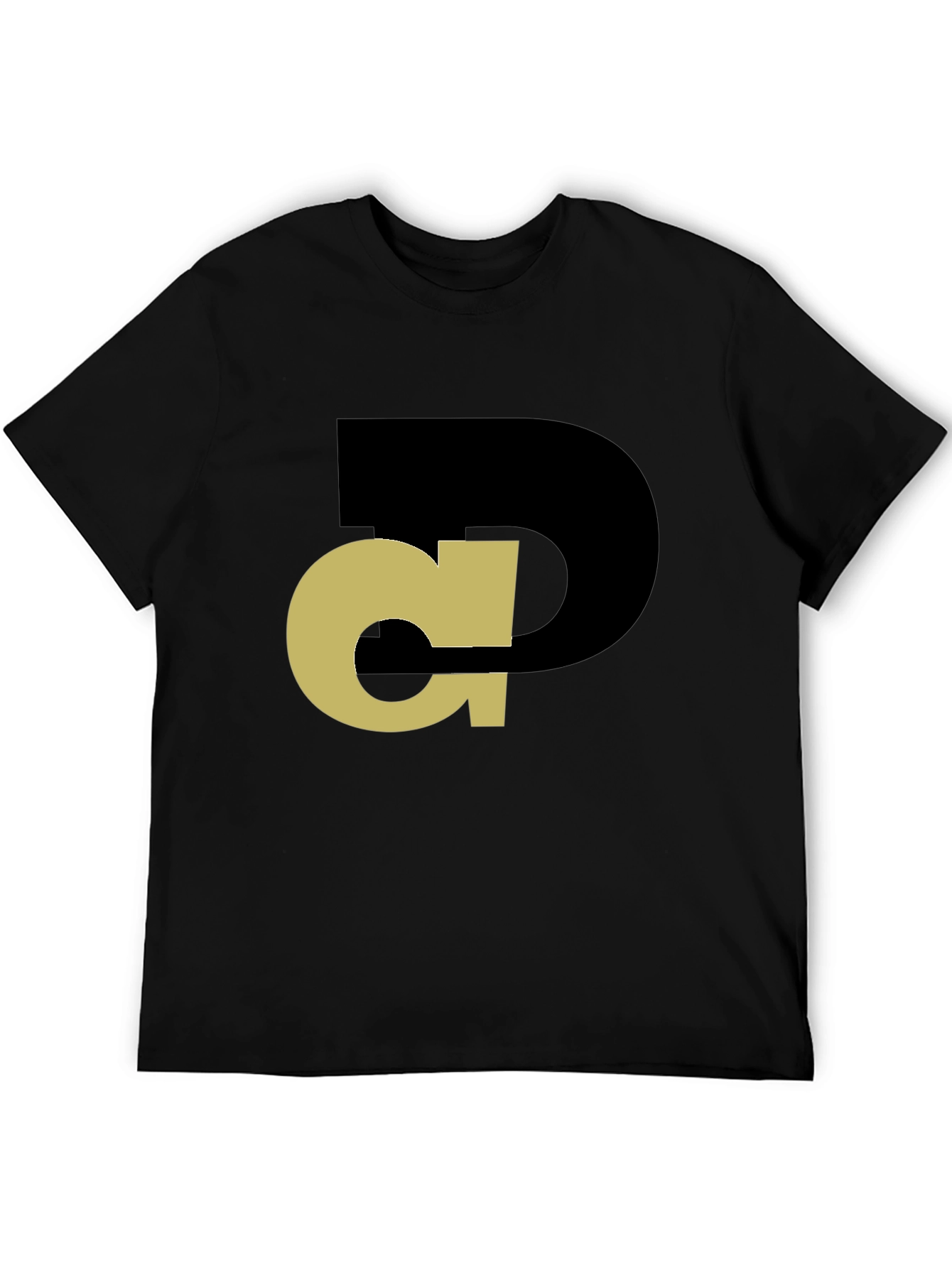 Abstract Initial T-Shirt - Black Tee with Gold Design