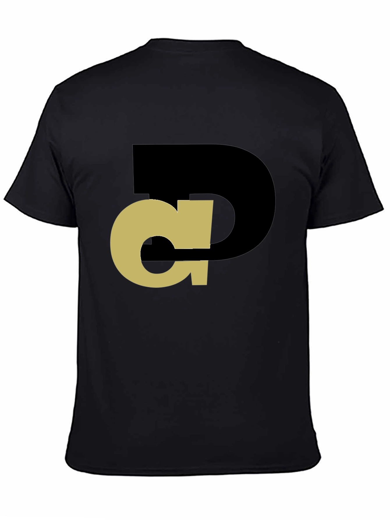 Abstract Initial T-Shirt - Black Tee with Gold Design