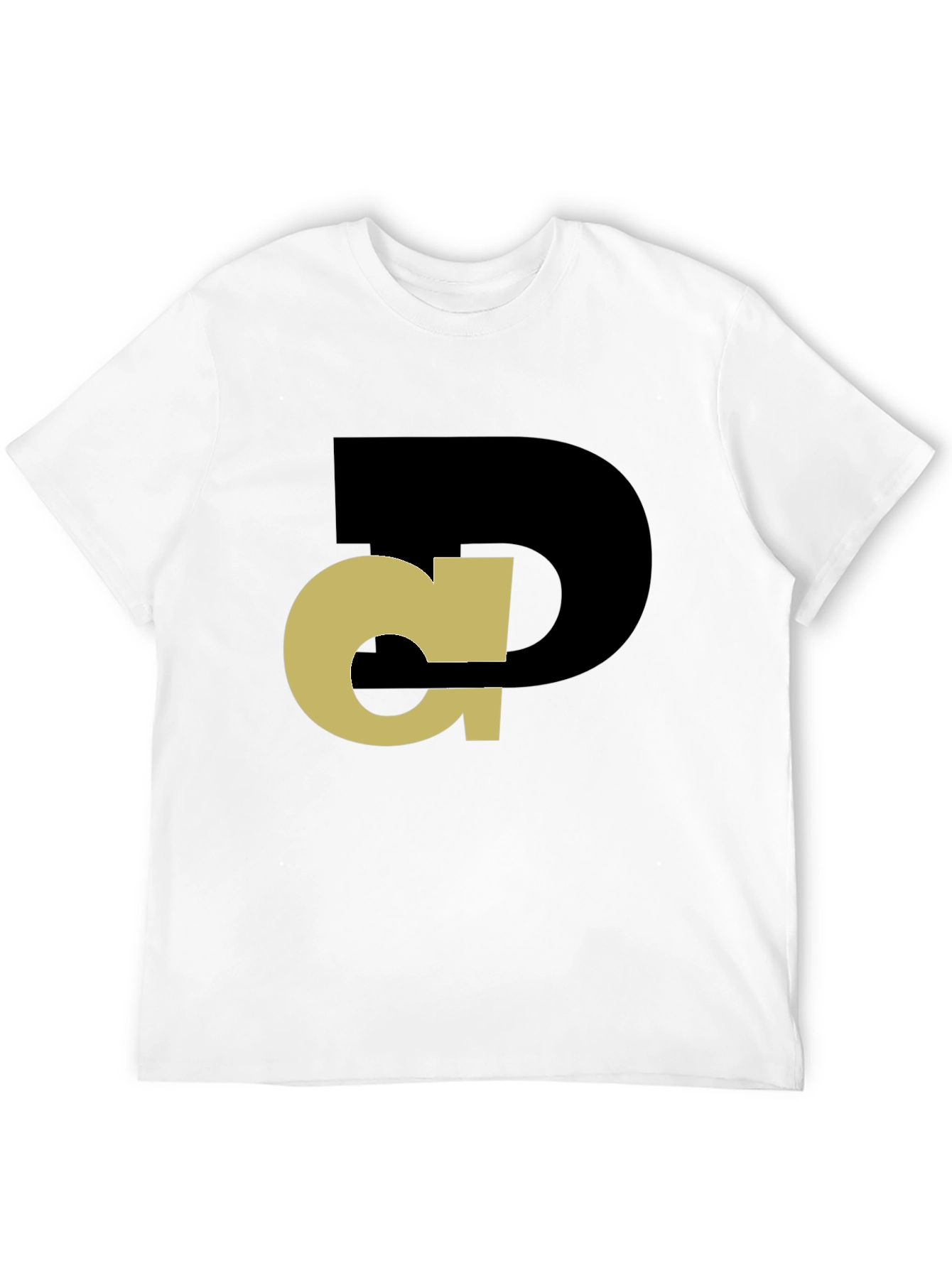 Abstract Initial T-Shirt - Black Tee with Gold Design
