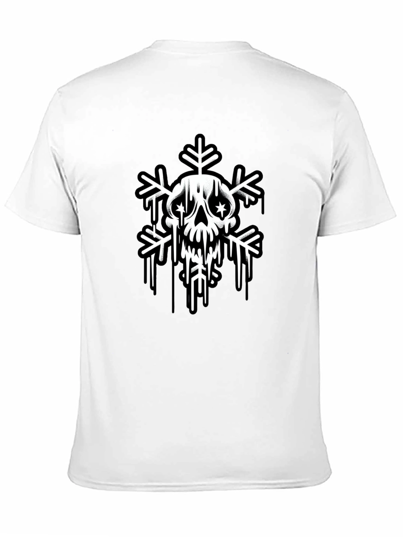 Skull Snowflake Graphic Tee - Black Cotton