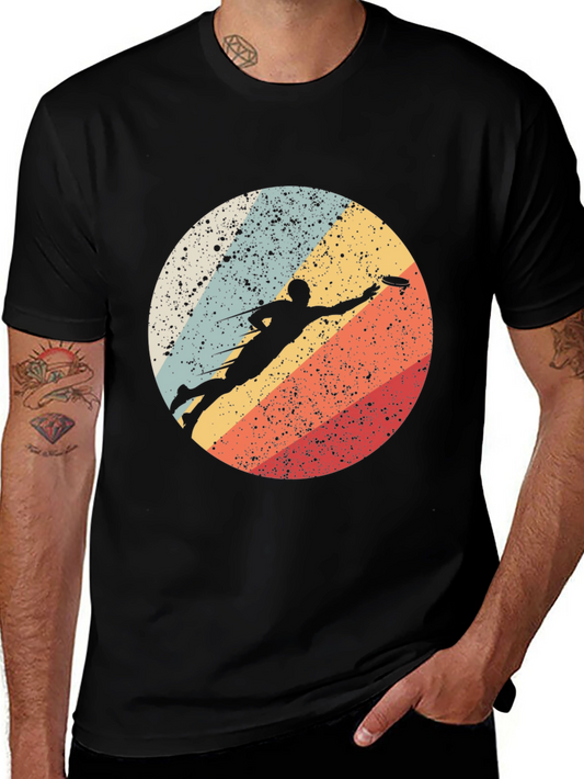 Ultimate Frisbee Throw Retro Style Black T-Shirt